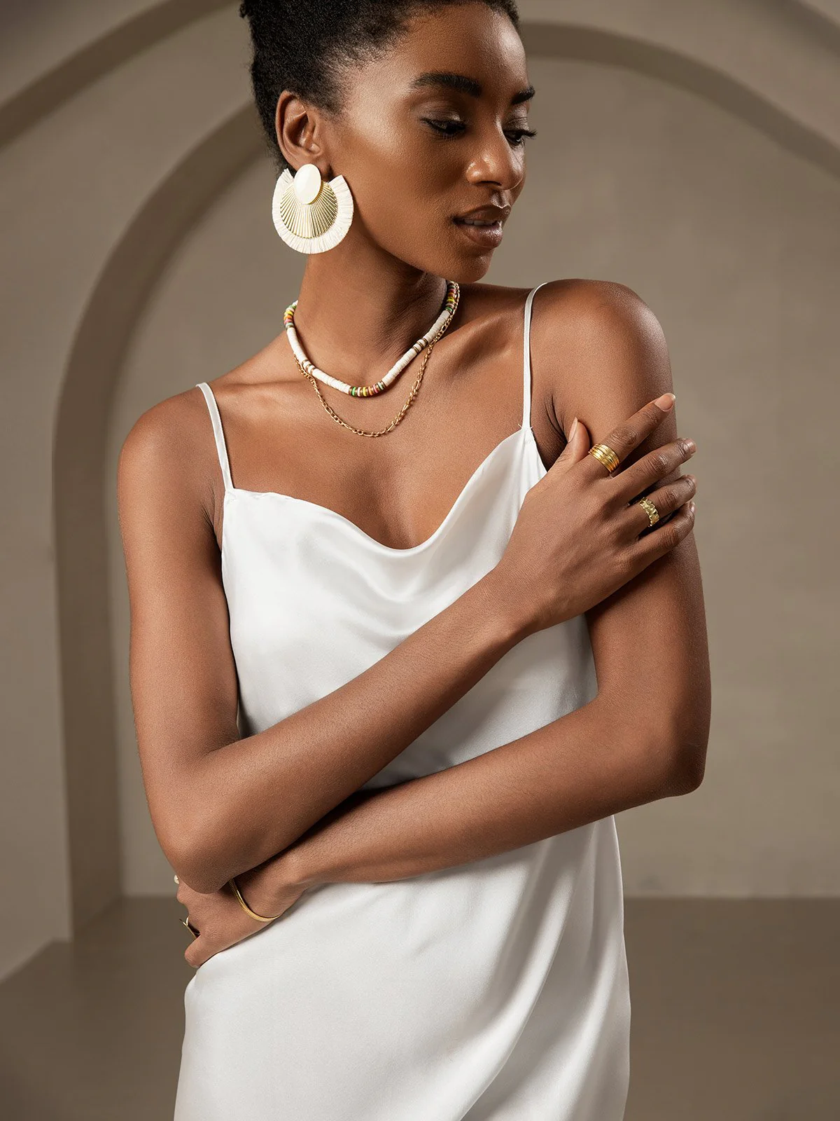 Pure Silk Cowl Neck Midi Dress - Image 12