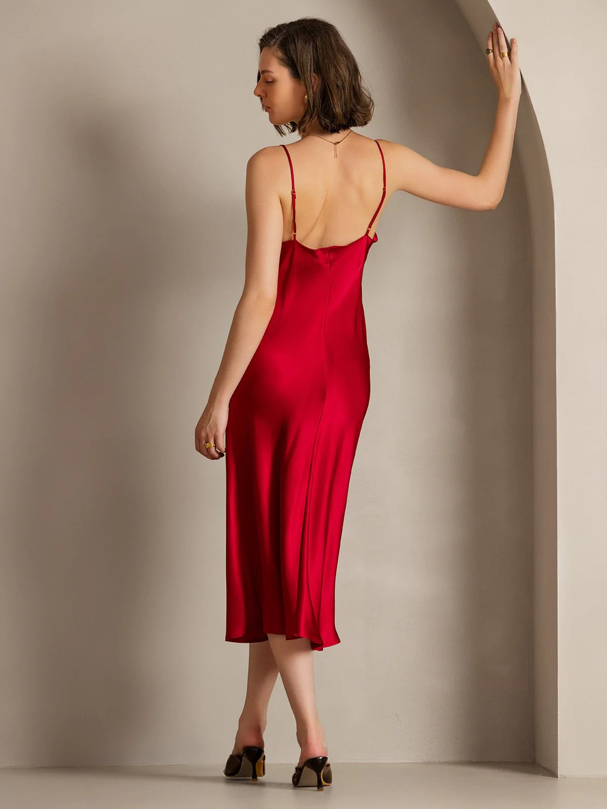 Pure Silk Cowl Neck Midi Dress - Image 28