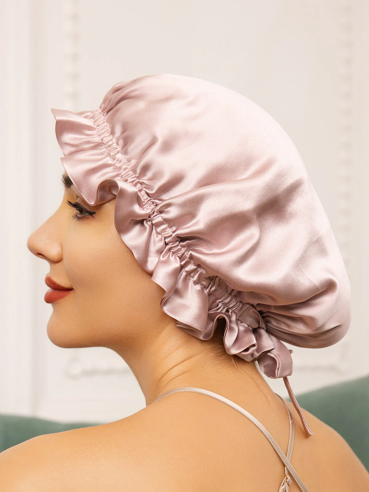 Pure Silk Double Layer Bonnet with Ribbon - Image 13