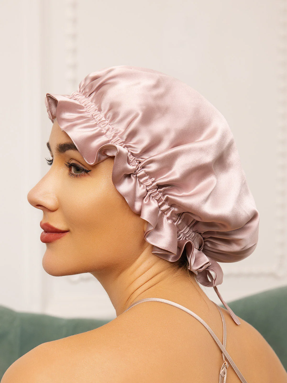 Pure Silk Double Layer Bonnet with Ribbon - Image 14