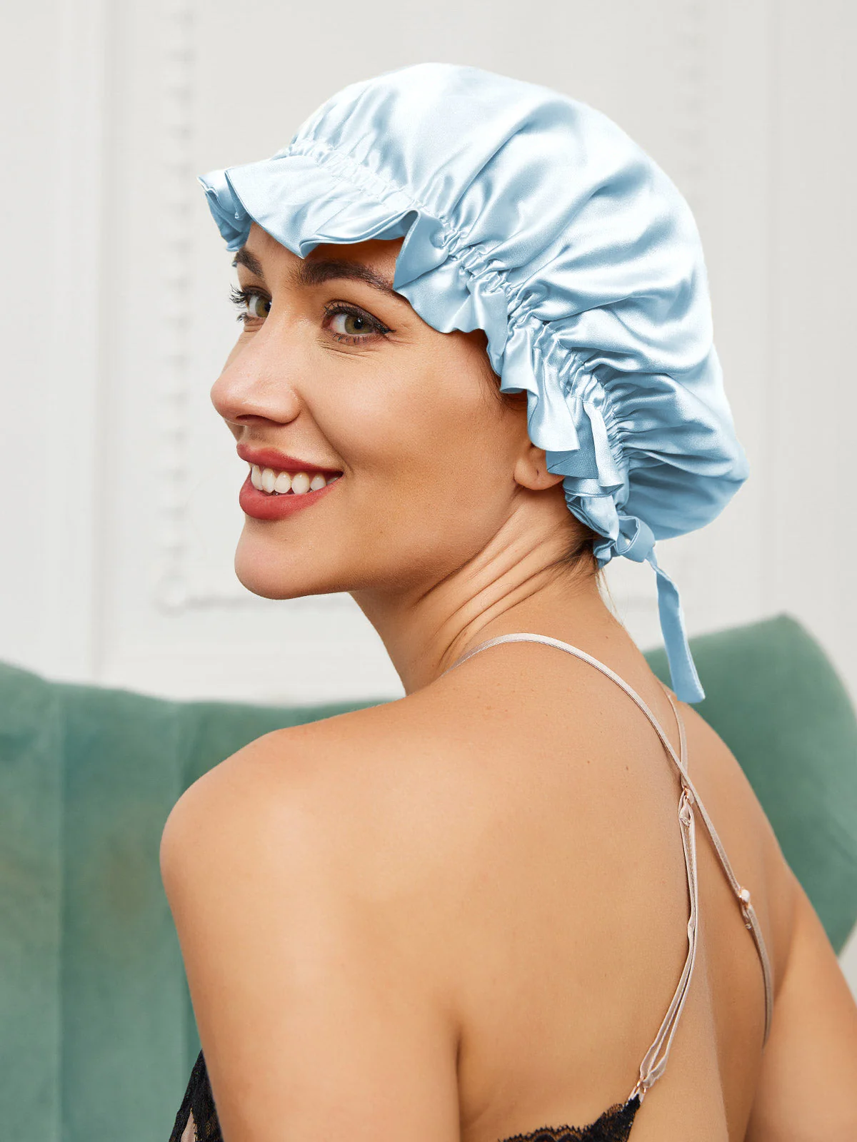 Pure Silk Double Layer Bonnet with Ribbon - Image 19