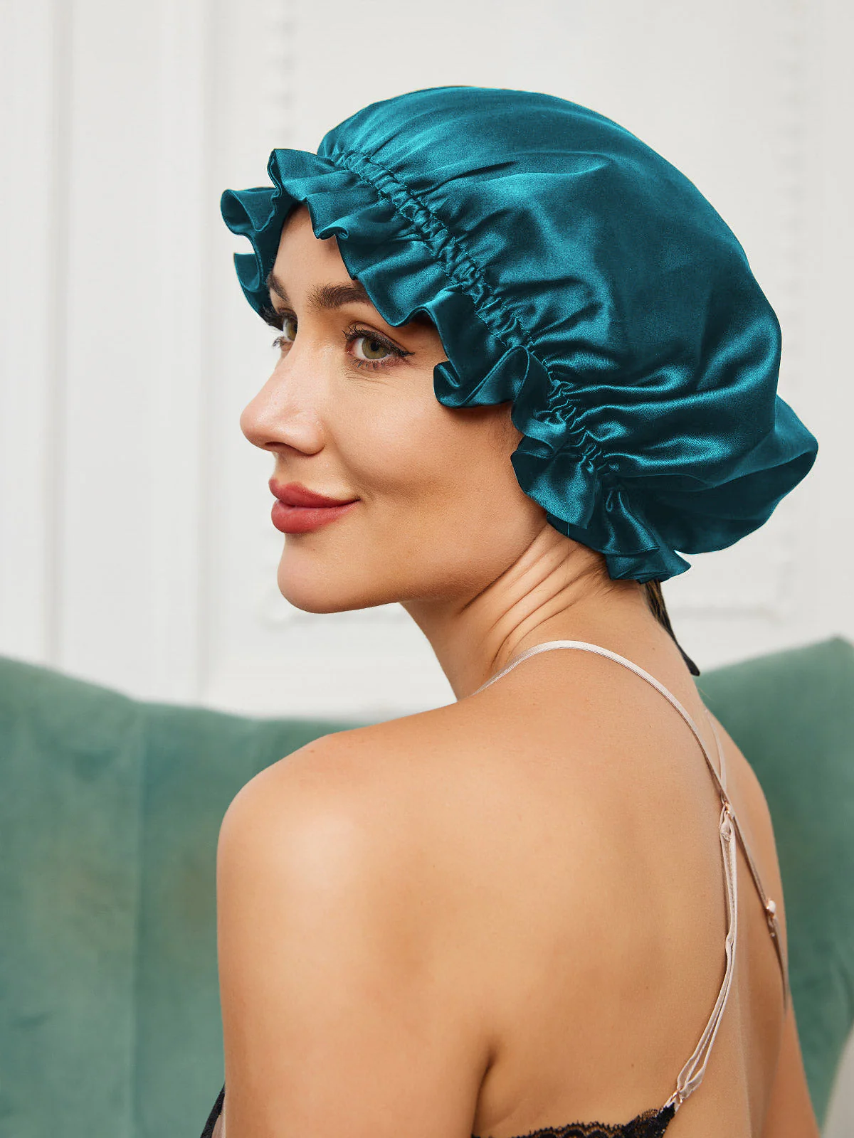 Pure Silk Double Layer Bonnet with Ribbon - Image 27
