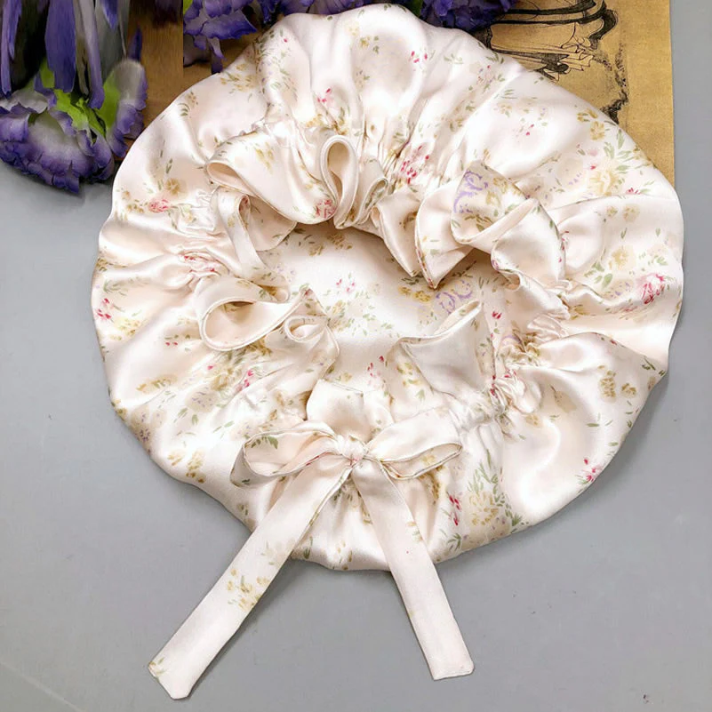 Pure Silk Double Layer Bonnet with Ribbon - Image 34