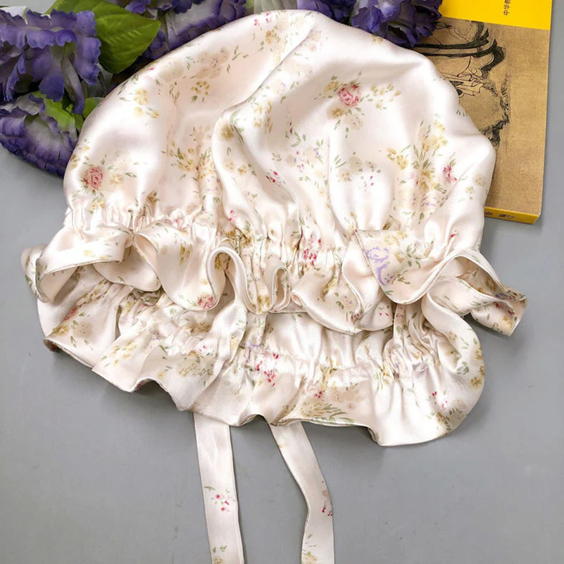 Pure Silk Double Layer Bonnet with Ribbon - Image 35