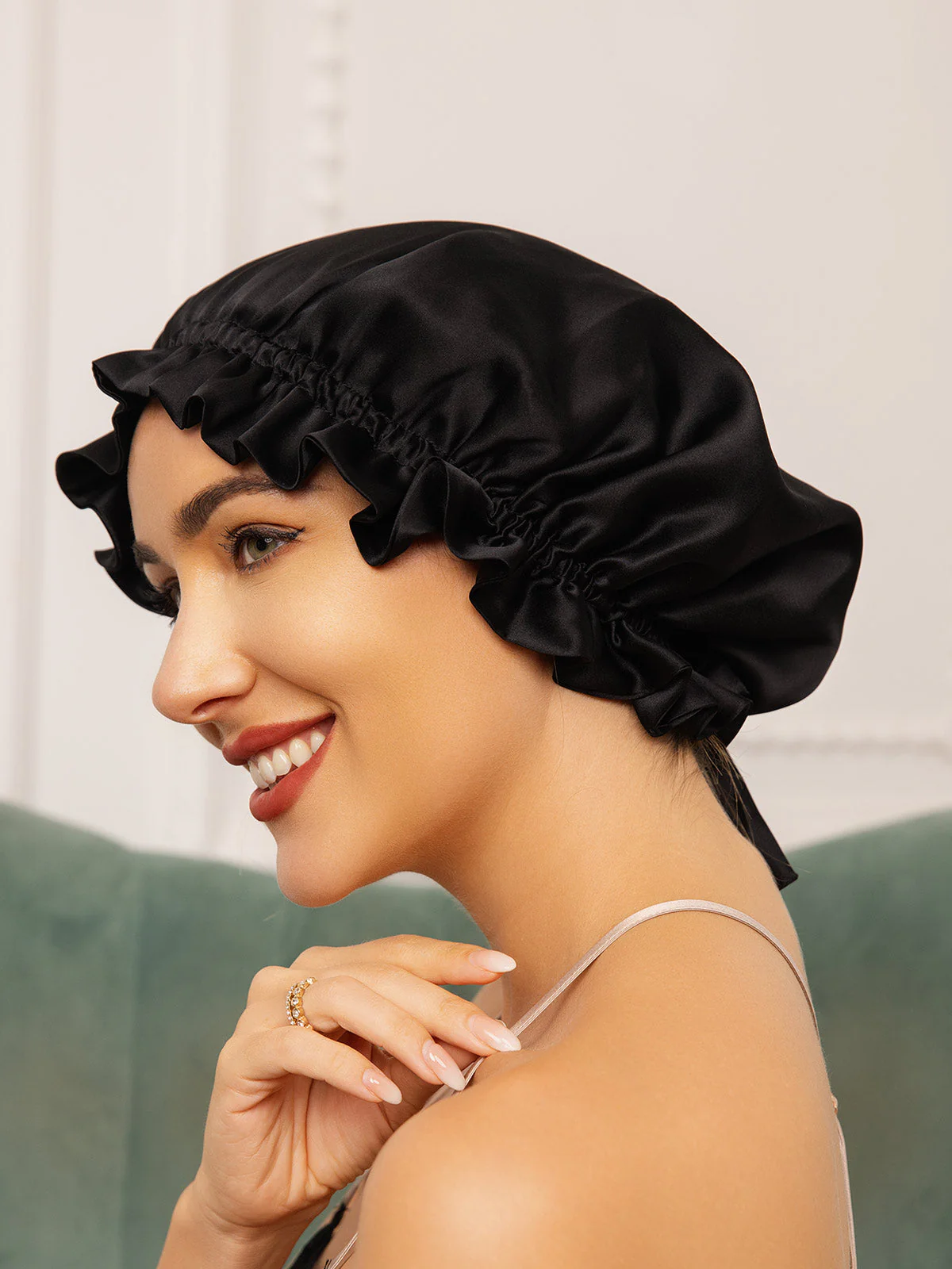 Pure Silk Double Layer Bonnet with Ribbon - Image 9