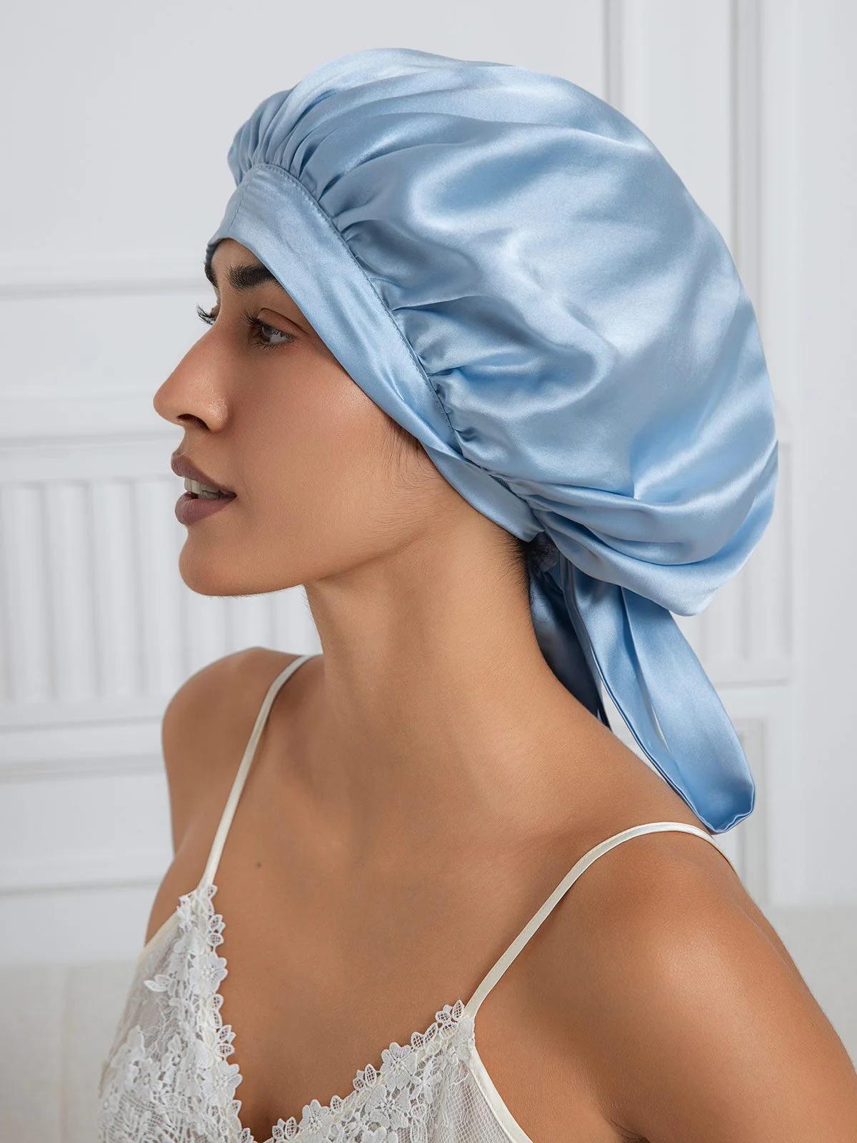 Pure silk Elegant Bonnet with Long Ribbons - Image 2