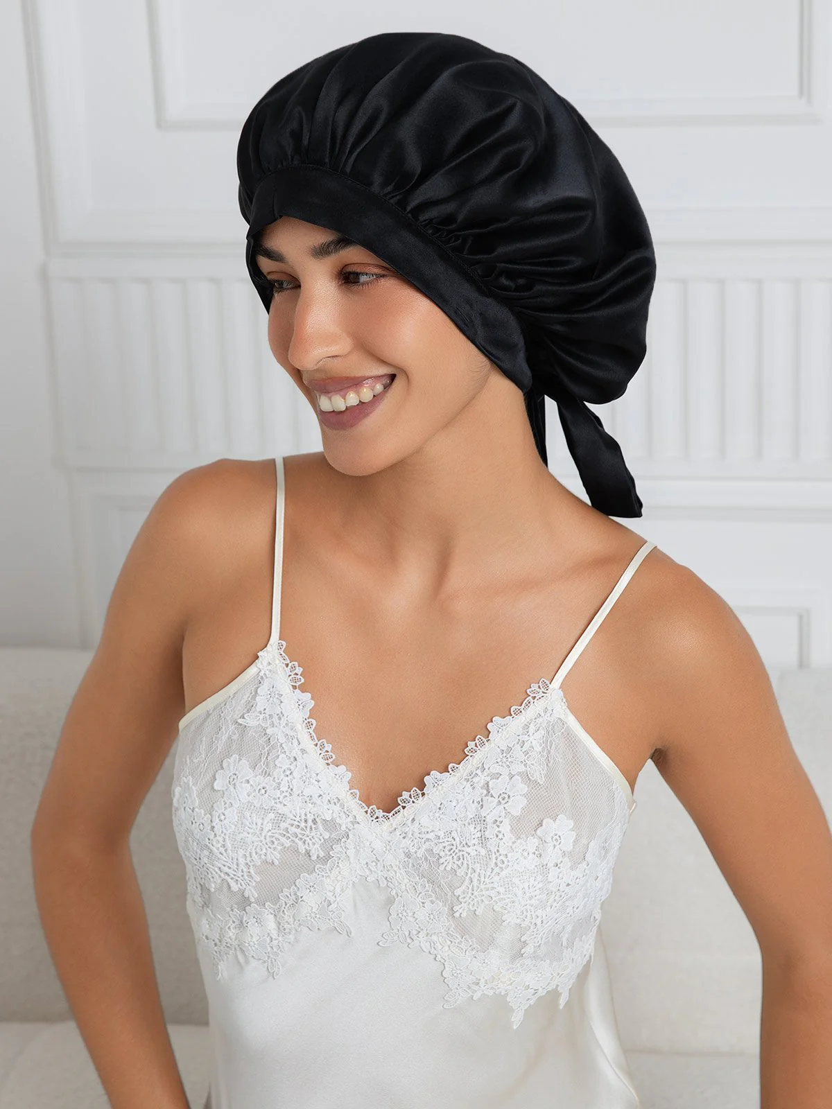 Pure silk Elegant Bonnet with Long Ribbons - Image 51