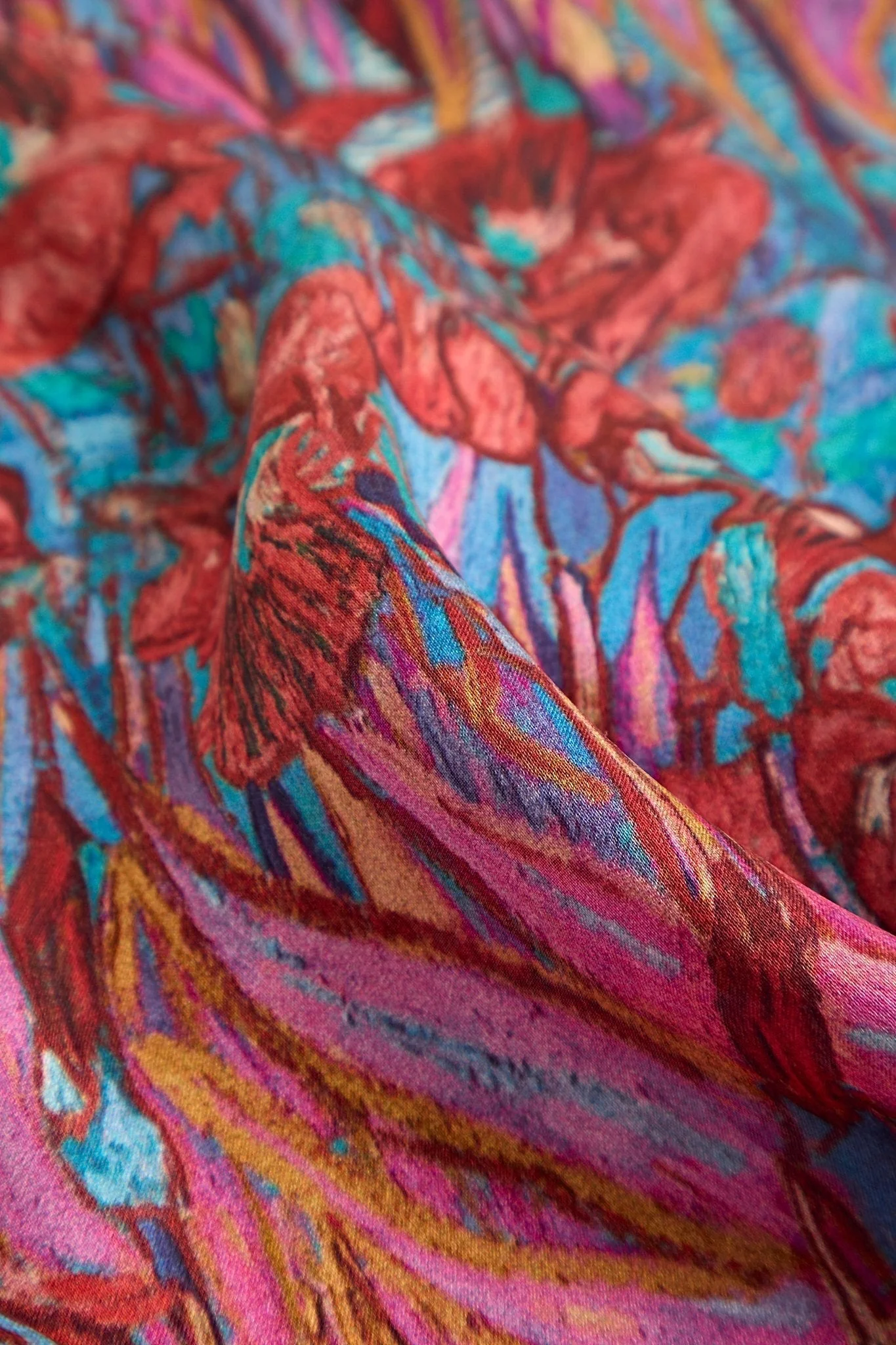 Pure Silk Floral Pattern  Square Scarf - Size 53x53cm - Image 4