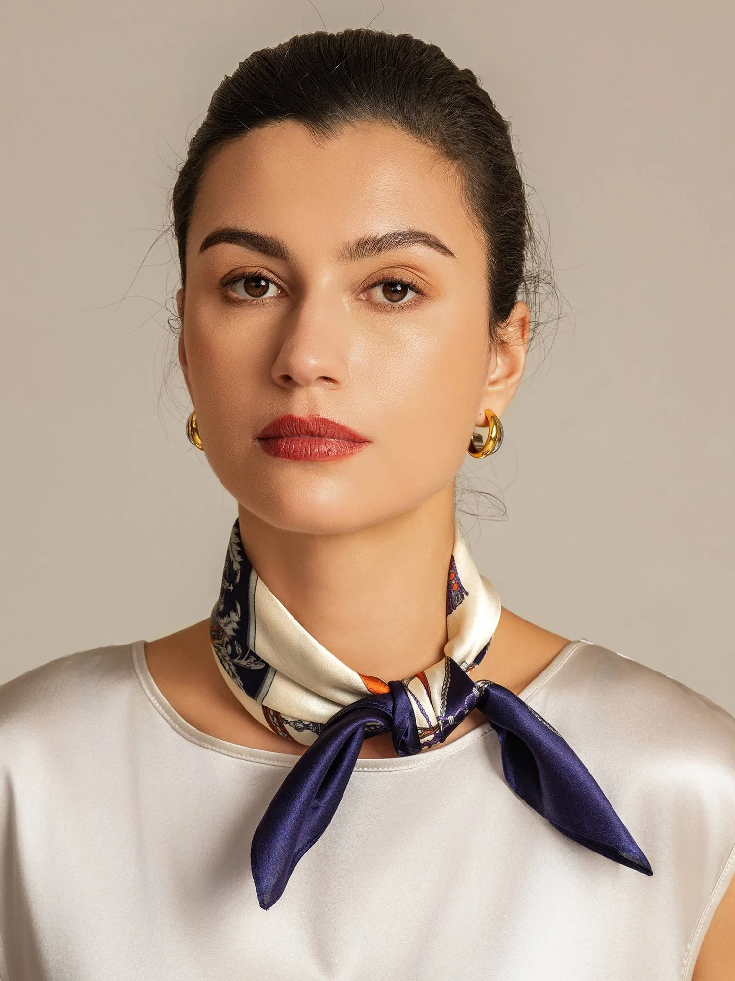 Pure Silk Floral  Square Scarf - Size 53x53cm - Image 3