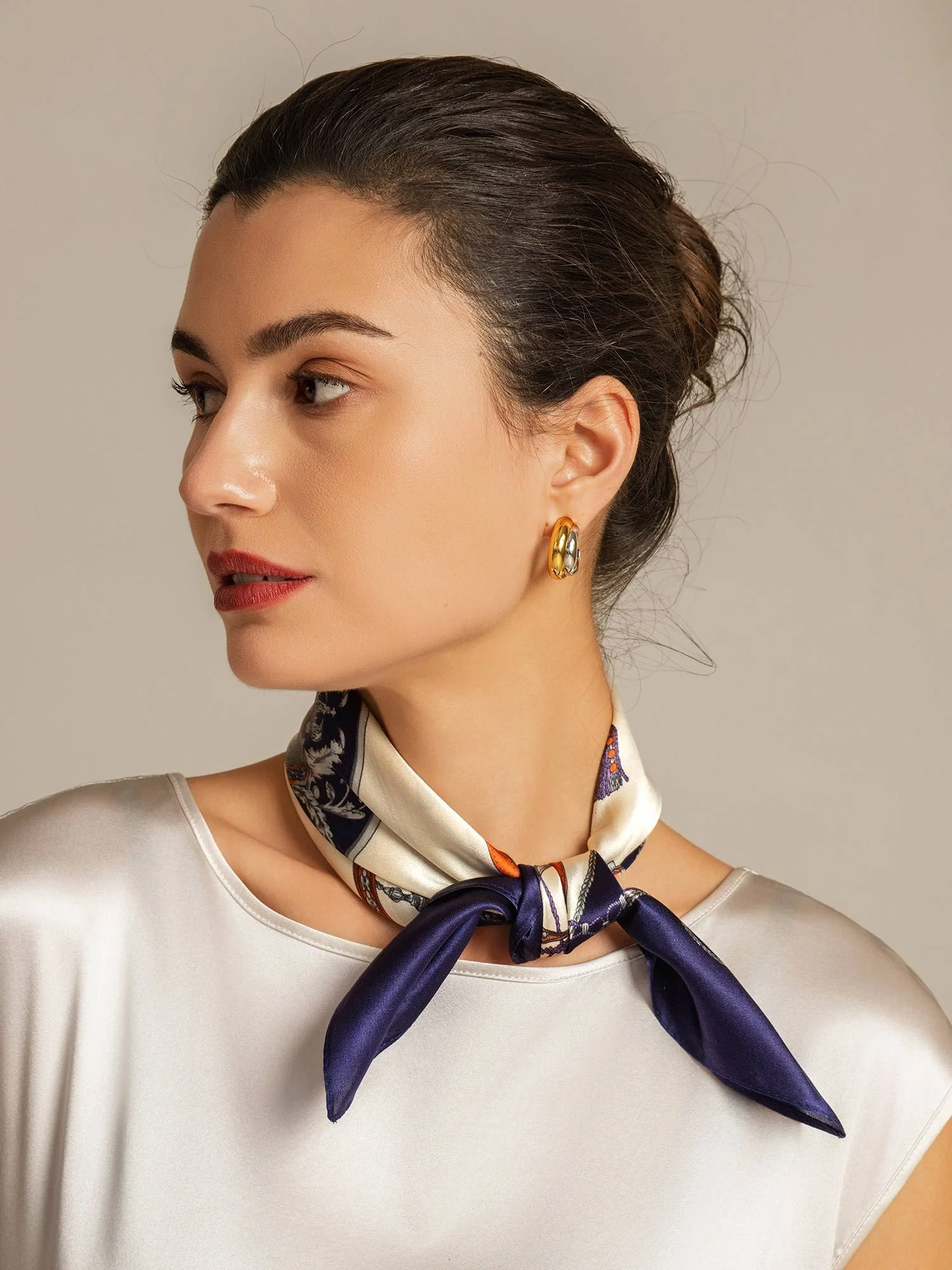 Pure Silk Floral  Square Scarf - Size 53x53cm - Image 4