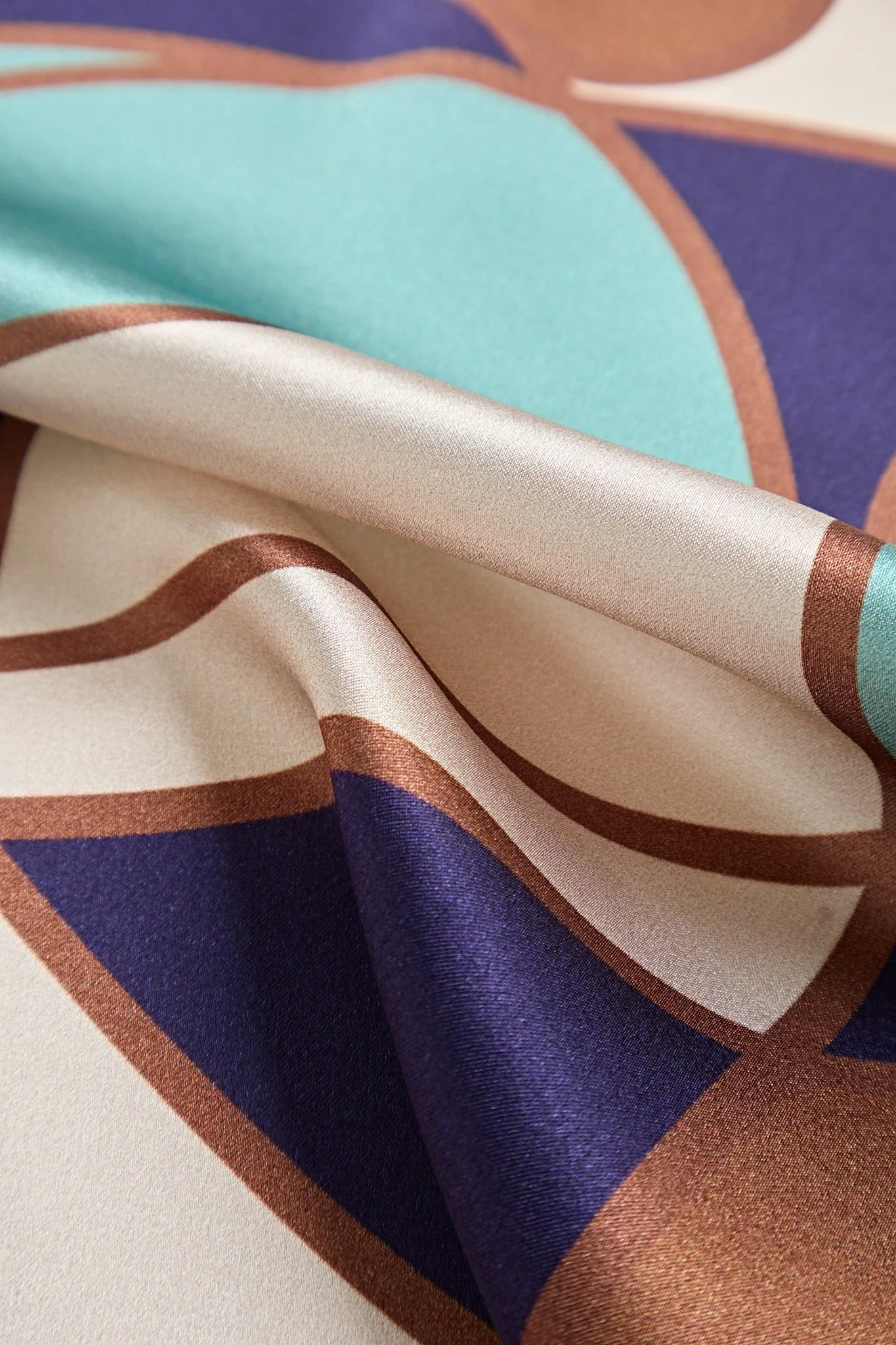 Pure Silk Geometric Pattern Square Scarf - Size 53x53cm - Image 5