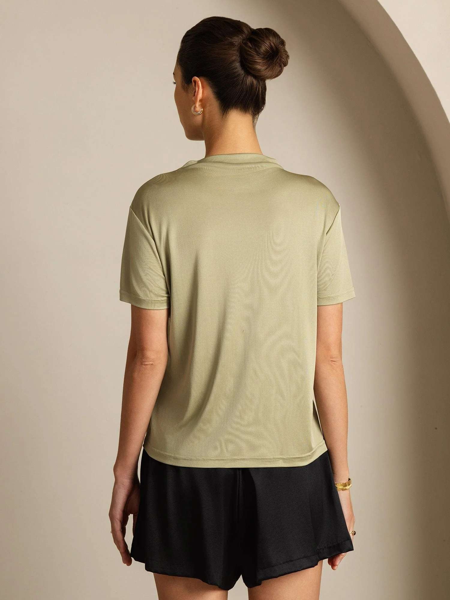 Pure Silk Short Sleeve Mock Women's T-Shirt - Image 34