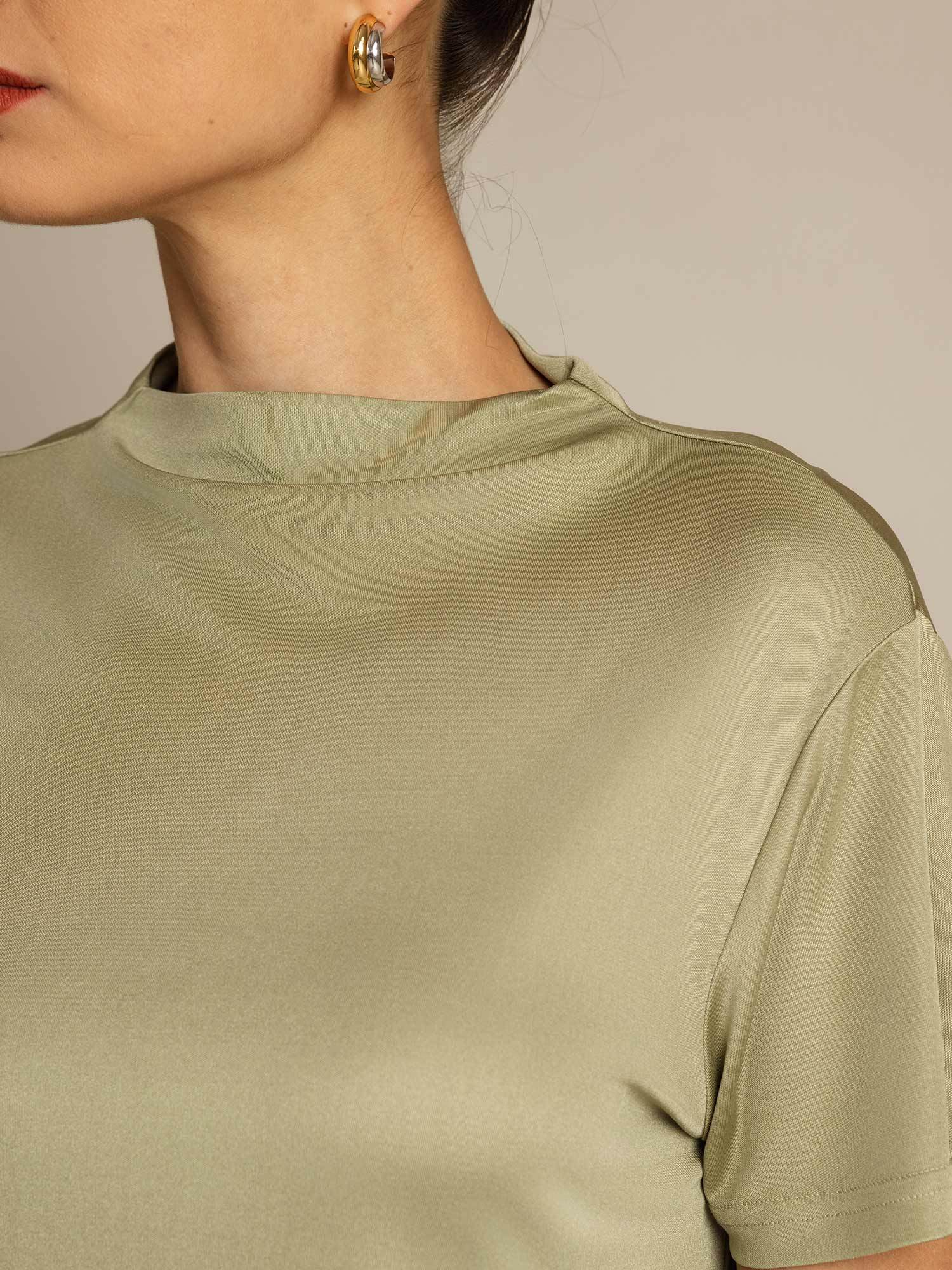 Pure Silk Short Sleeve Mock Women's T-Shirt - Image 36