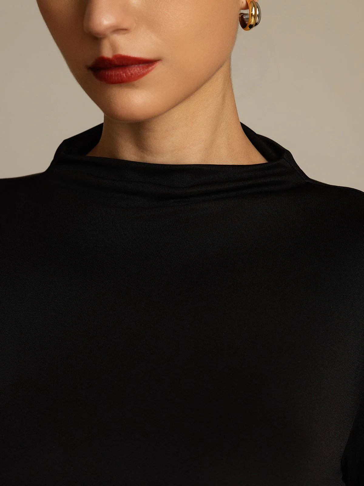 Women's Pure Silk Long Sleeve Mock Top - Image 13
