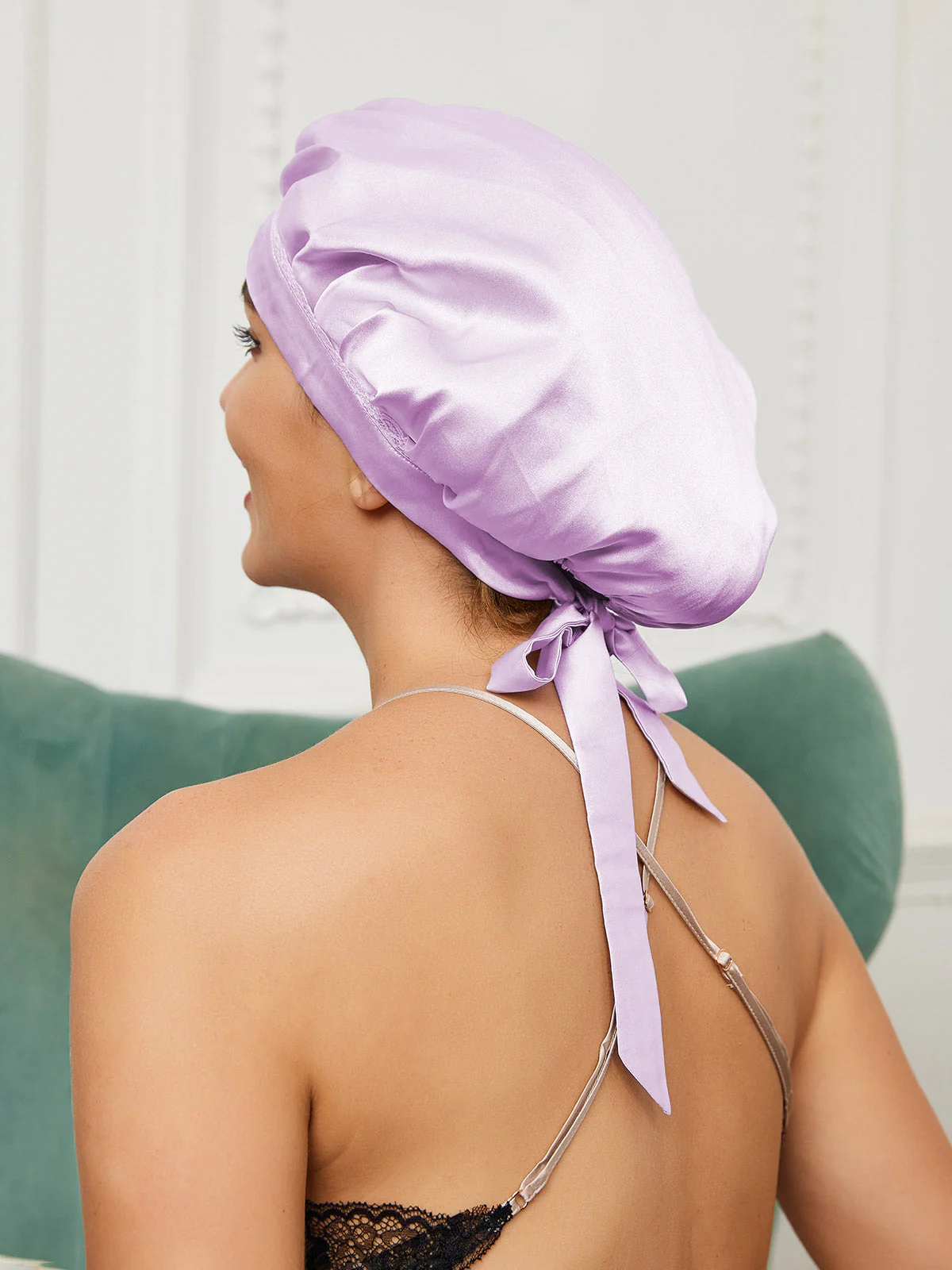 Pure Silk Lace Bonnet with Ribbons - Image 18