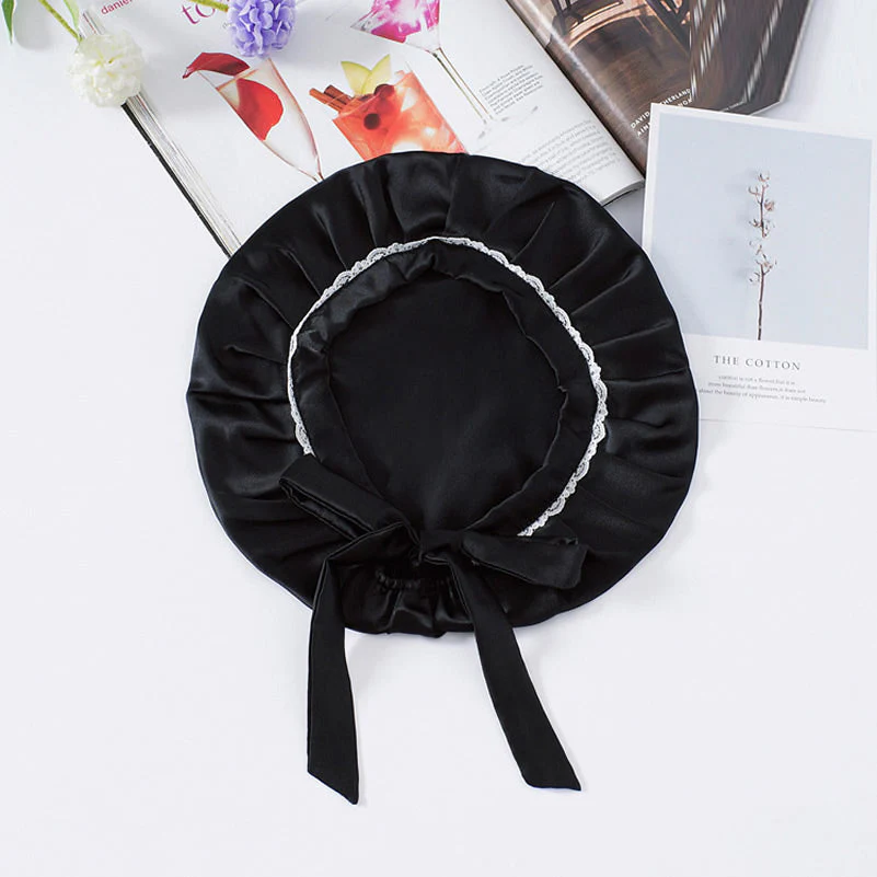 Pure Silk Lace Bonnet with Ribbons - Image 4