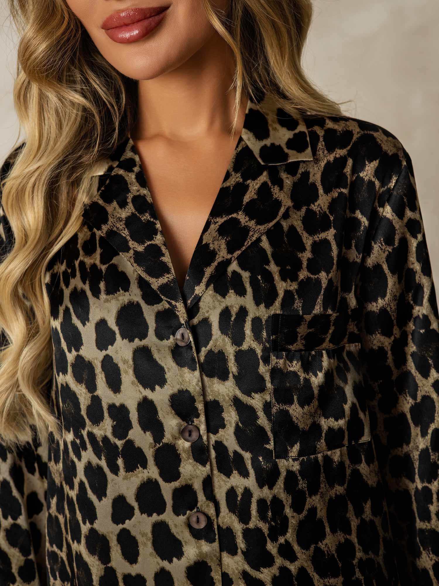 Pure Silk Leopard Print Nightshirt with High-Low Hem - Image 5