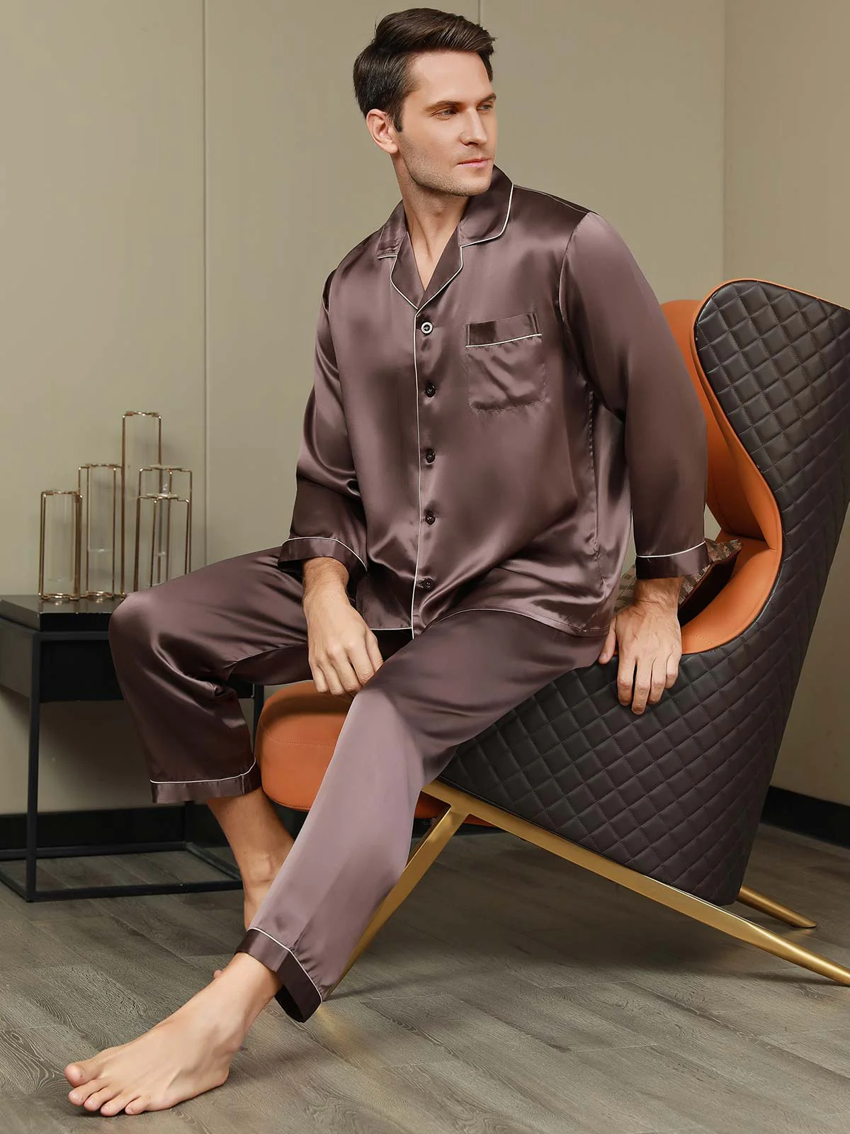 Pure Silk Long Sleeve Men's Pyjamas Set - Image 10