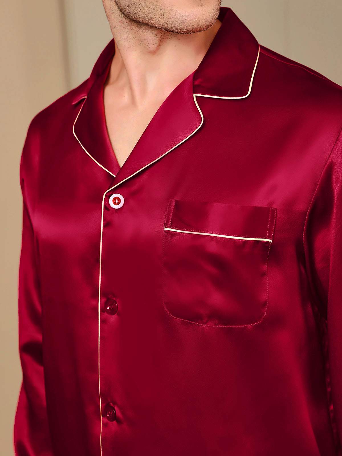 Pure Silk Long Sleeve Men's Pyjamas Set - Image 25