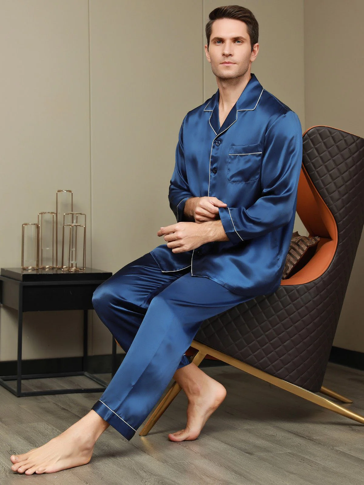Pure Silk Long Sleeve Men's Pyjamas Set - Image 6