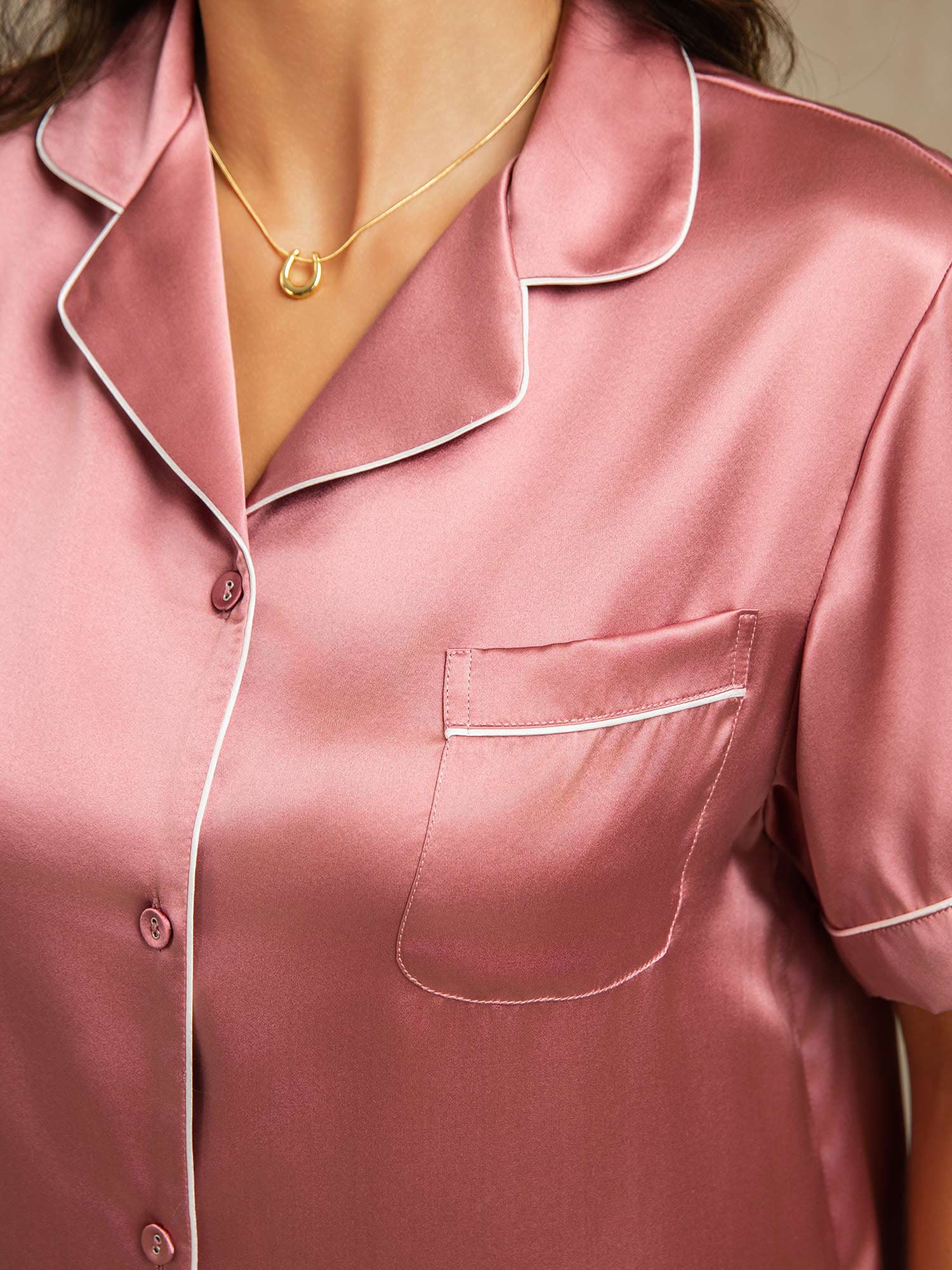 Women's Pure Silk Short Sleeve Above the Knee Pyjamas Set - Image 11