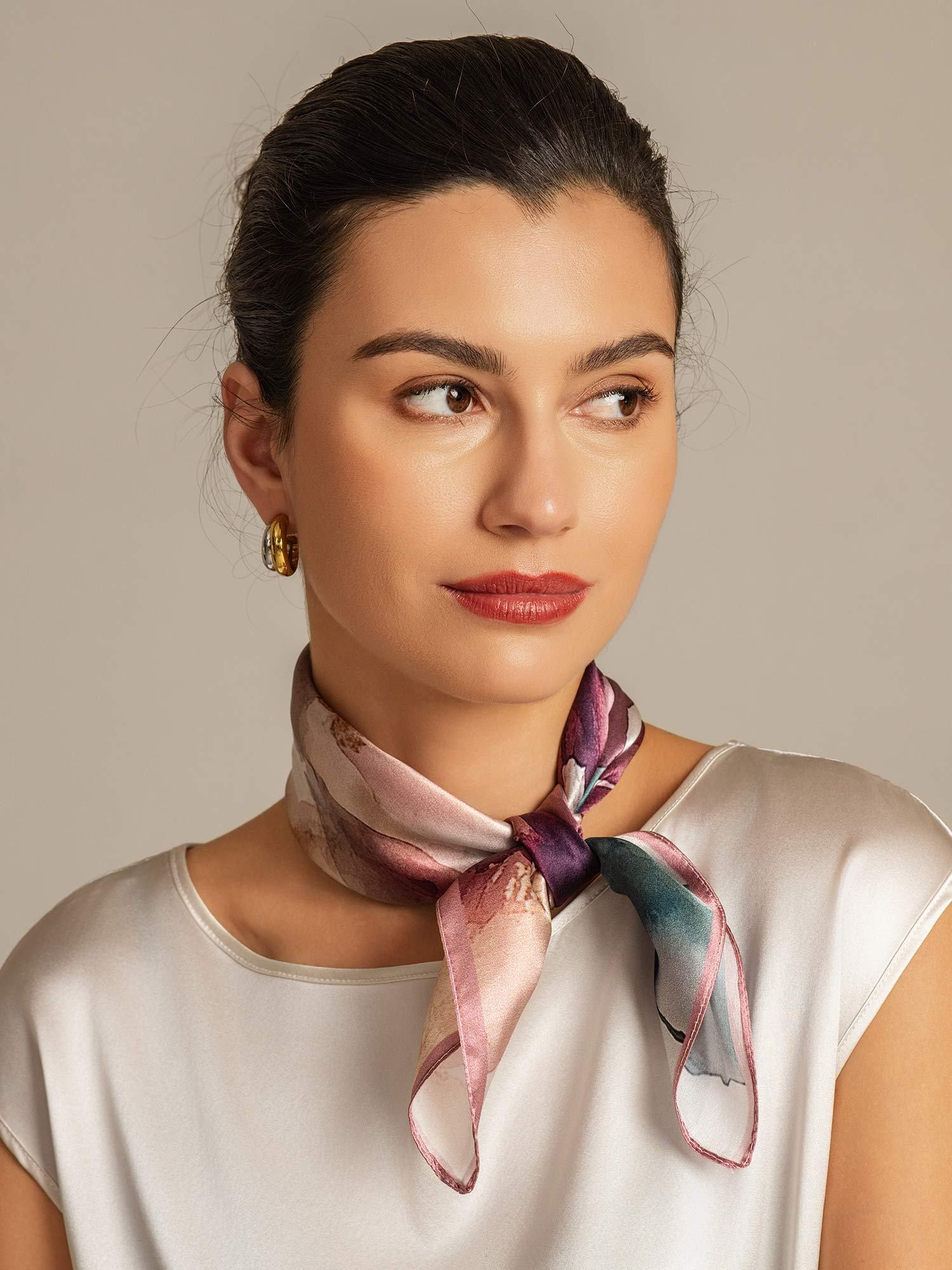 Pure Silk Pattern Perspective Square Scarf - Size 53x53cm - Image 5