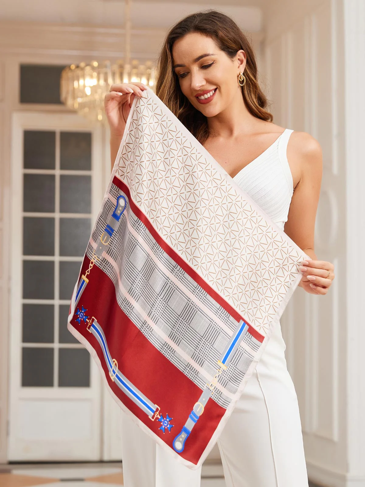 Pure Silk Printed Designer Square Scarf 53x53cm/21 - Image 21