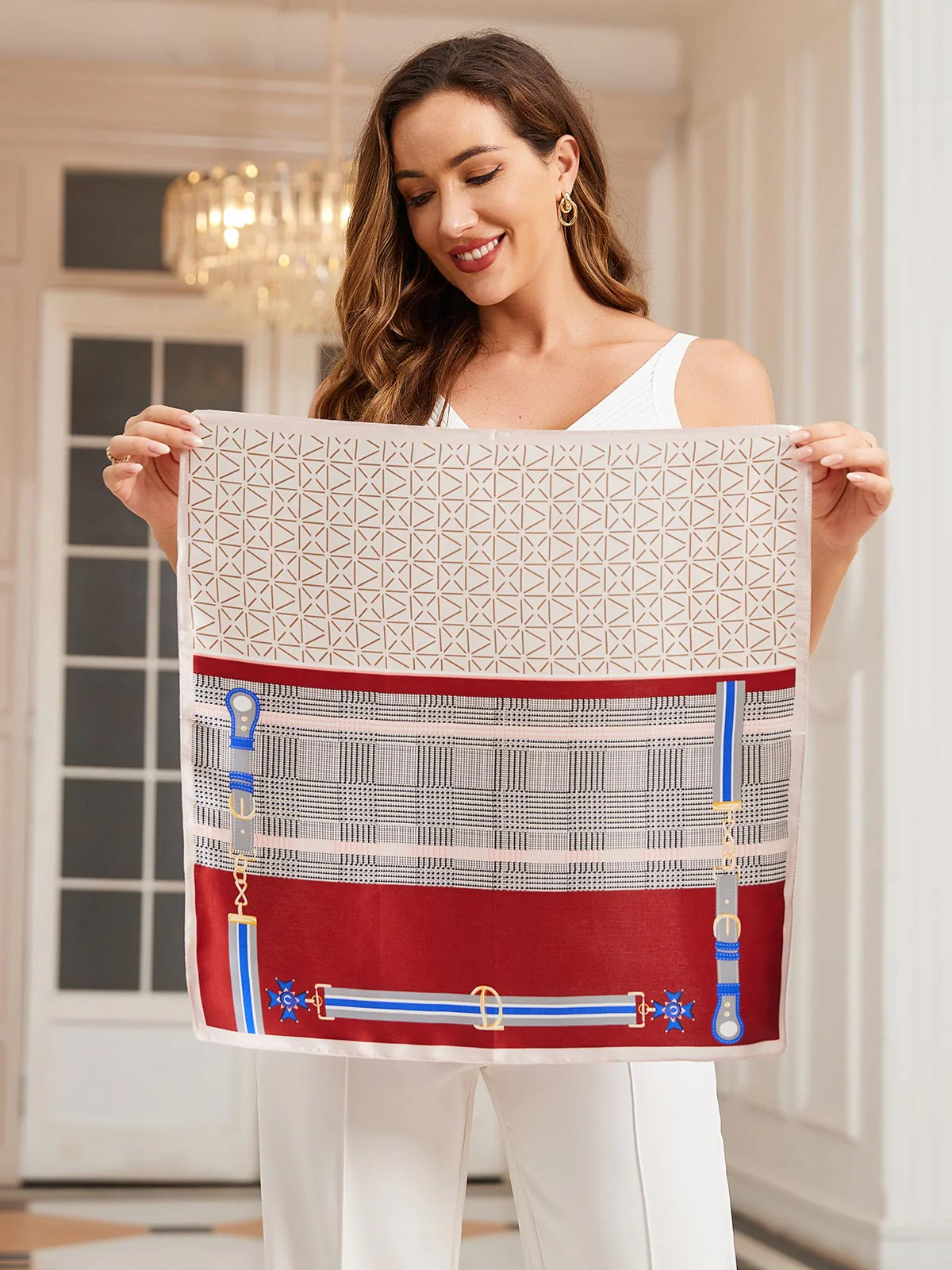 Pure Silk Printed Designer Square Scarf 53x53cm/21 - Image 22
