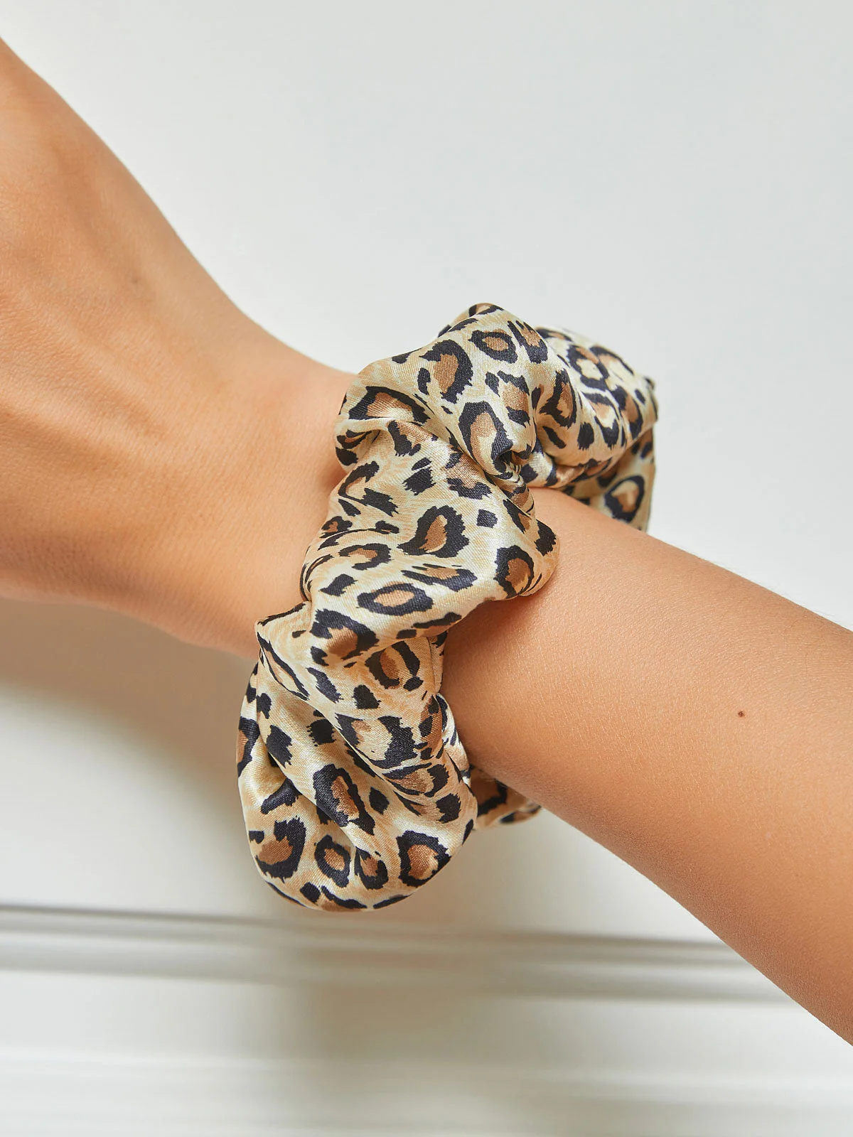 Pure Silk Soft Printed Large Hair Scrunchie - 3.5cm - Image 2