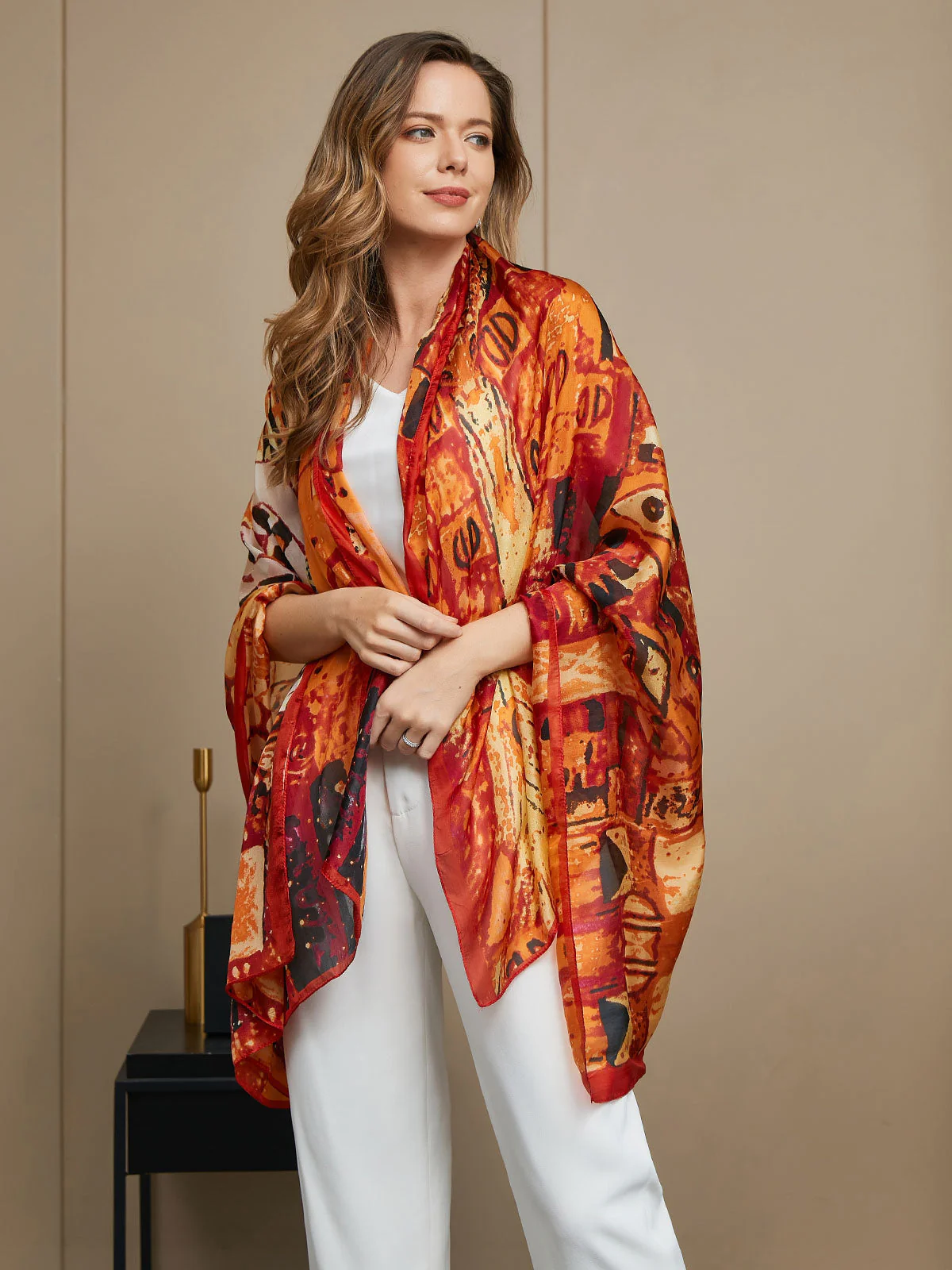 Pure Silk Printed Rectangle Scarf / Shawl 175x105cm - Image 10
