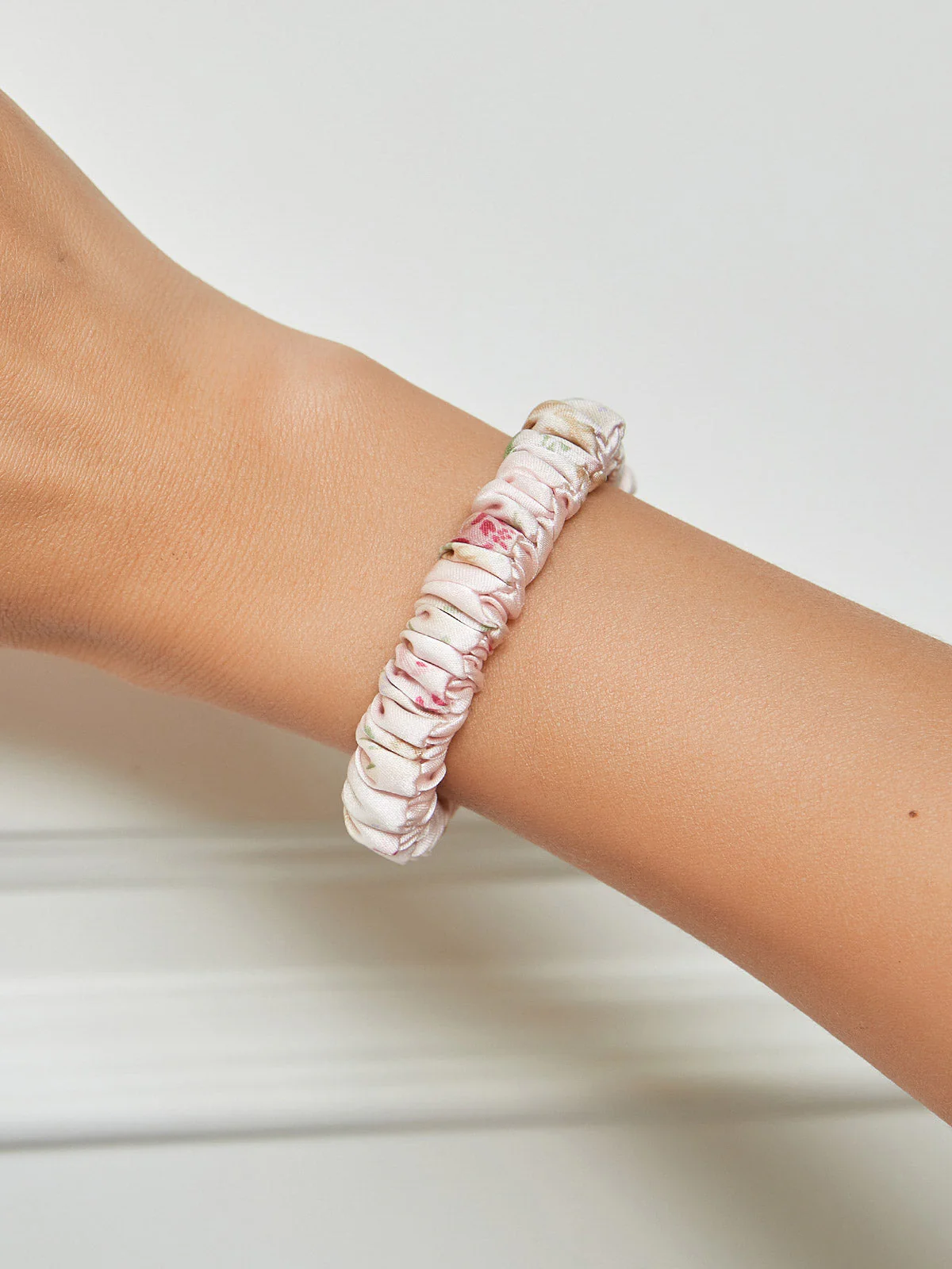 Pure Silk Soft Printed Skinny Hair Scrunchie - 1cm - Image 14