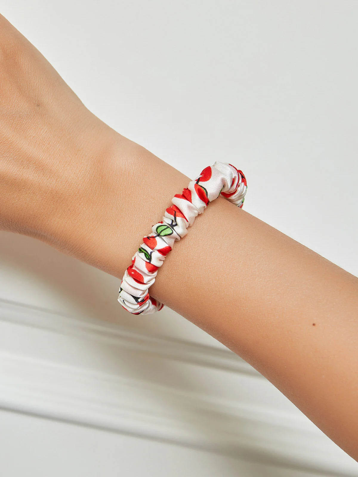 Pure Silk Soft Printed Skinny Hair Scrunchie - 1cm - Image 15