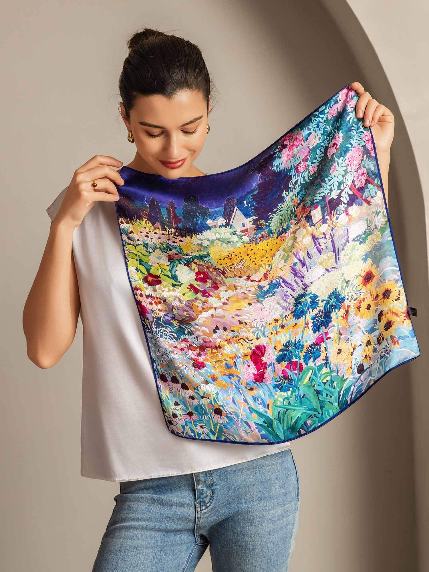 Pure Silk Printed Square Scarf 53*53 cm - Image 4