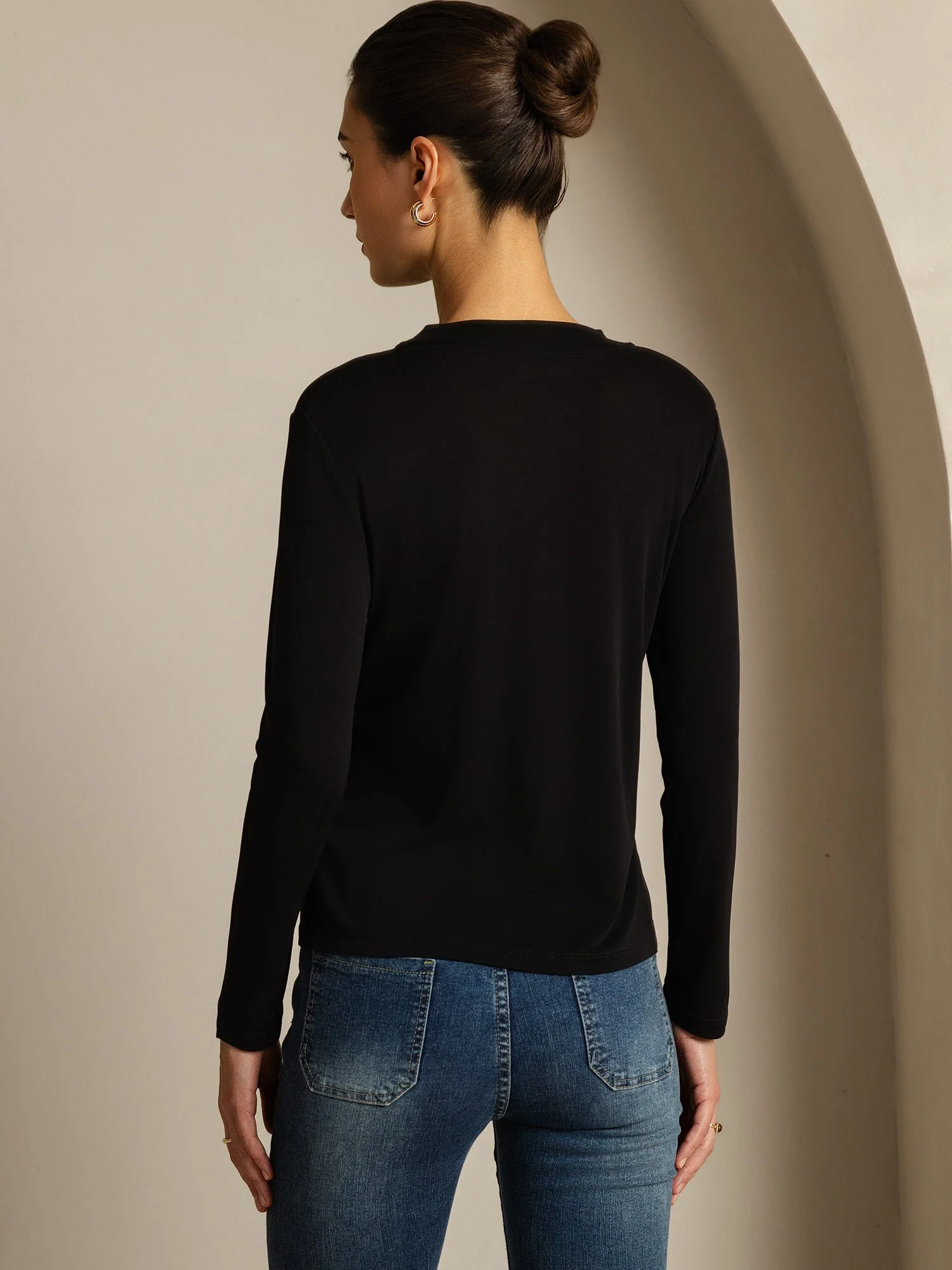 Pure Silk Long Sleeve Round Neck Women's Top - Image 11