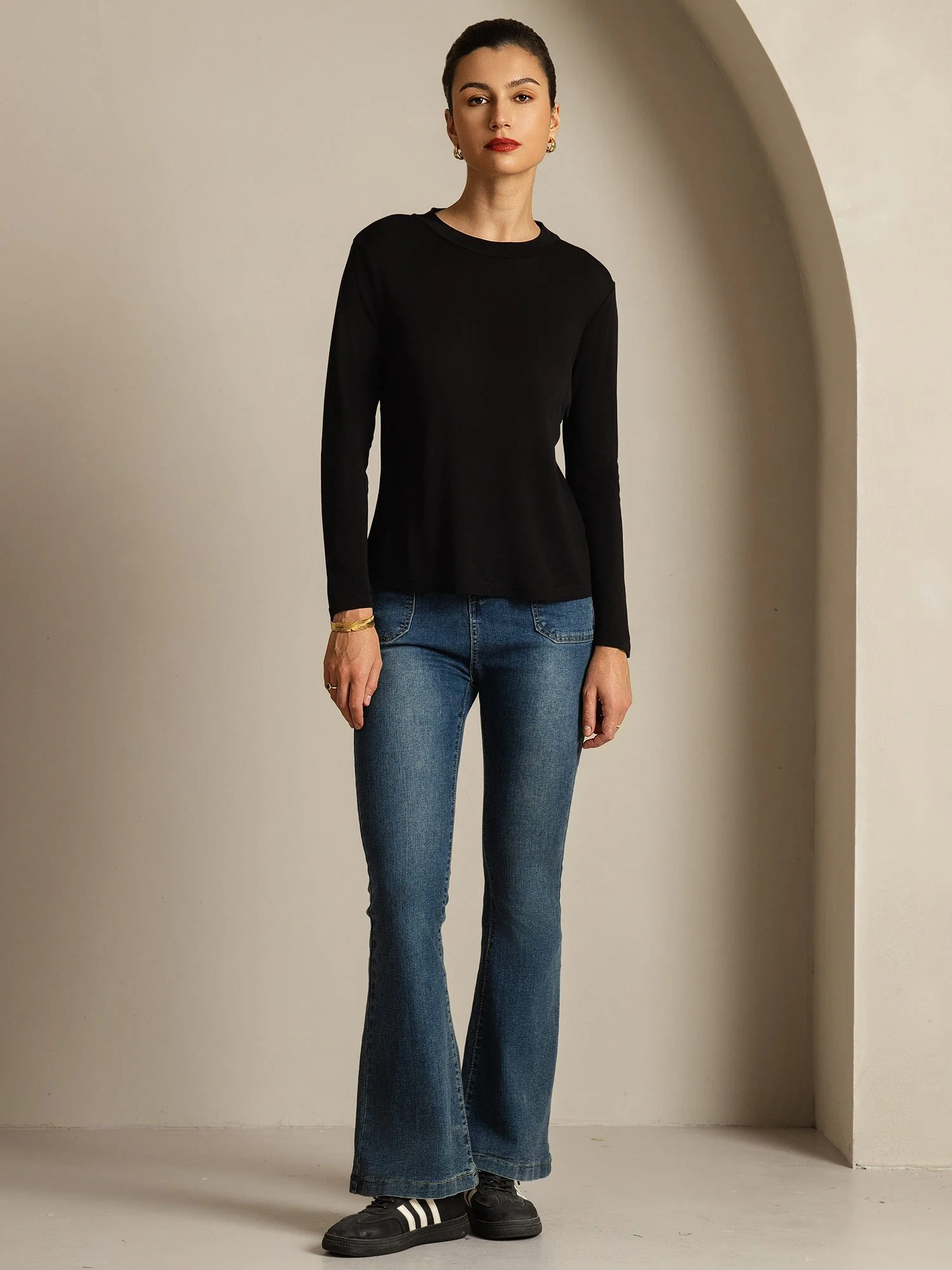 Pure Silk Long Sleeve Round Neck Women's Top - Image 13