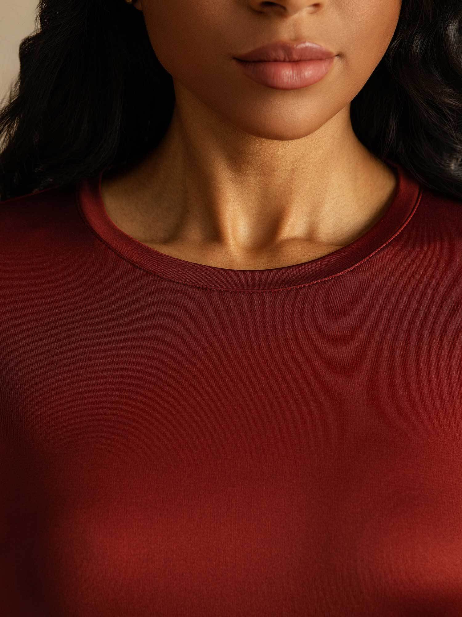 Women's Pure Silk Long Sleeve Round Neck Top - Image 30