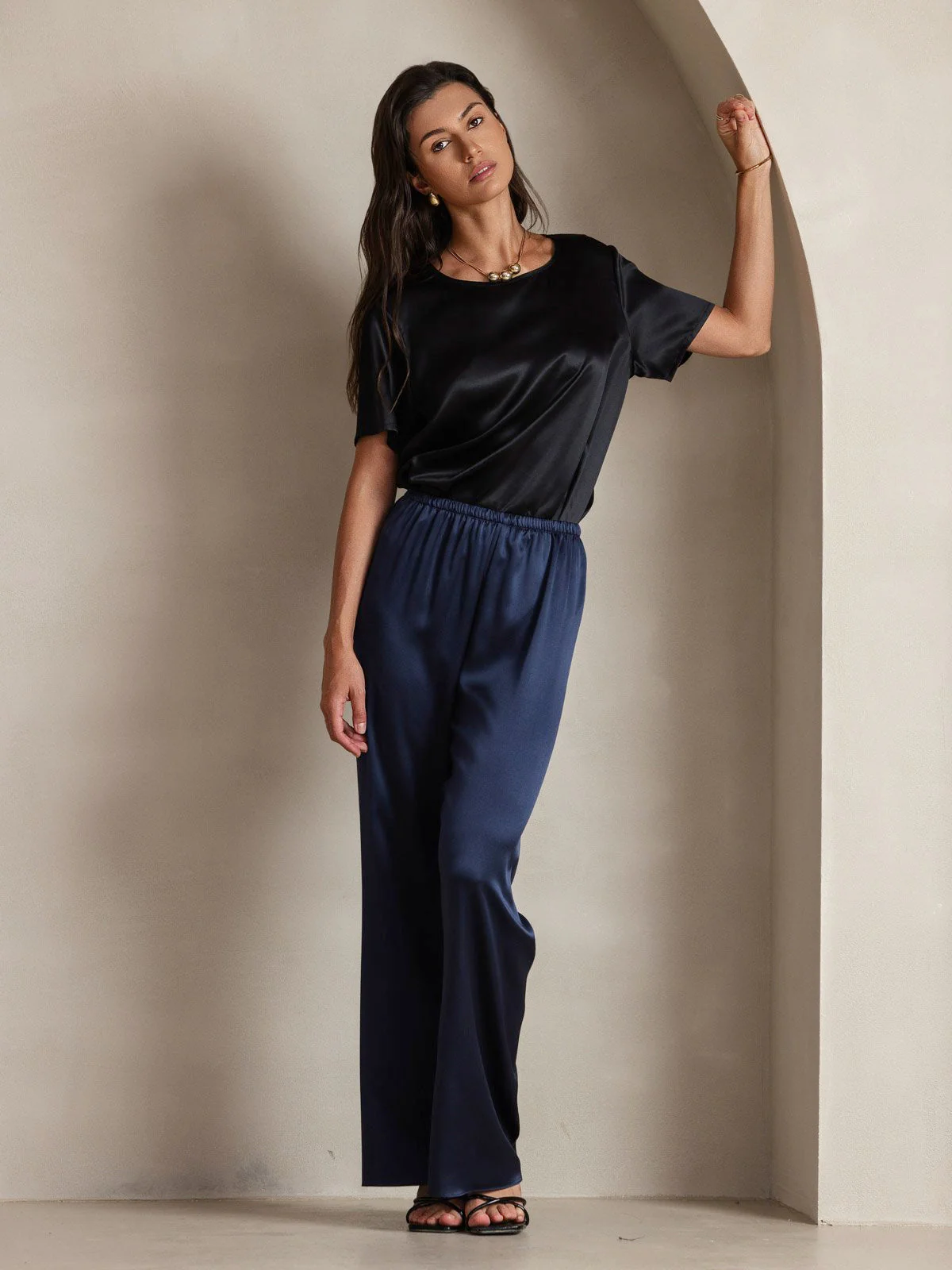 Clearance(Ships to UK Only) - Women's Pure Silk Short Sleeve Round Neck T-Shirt - Image 7