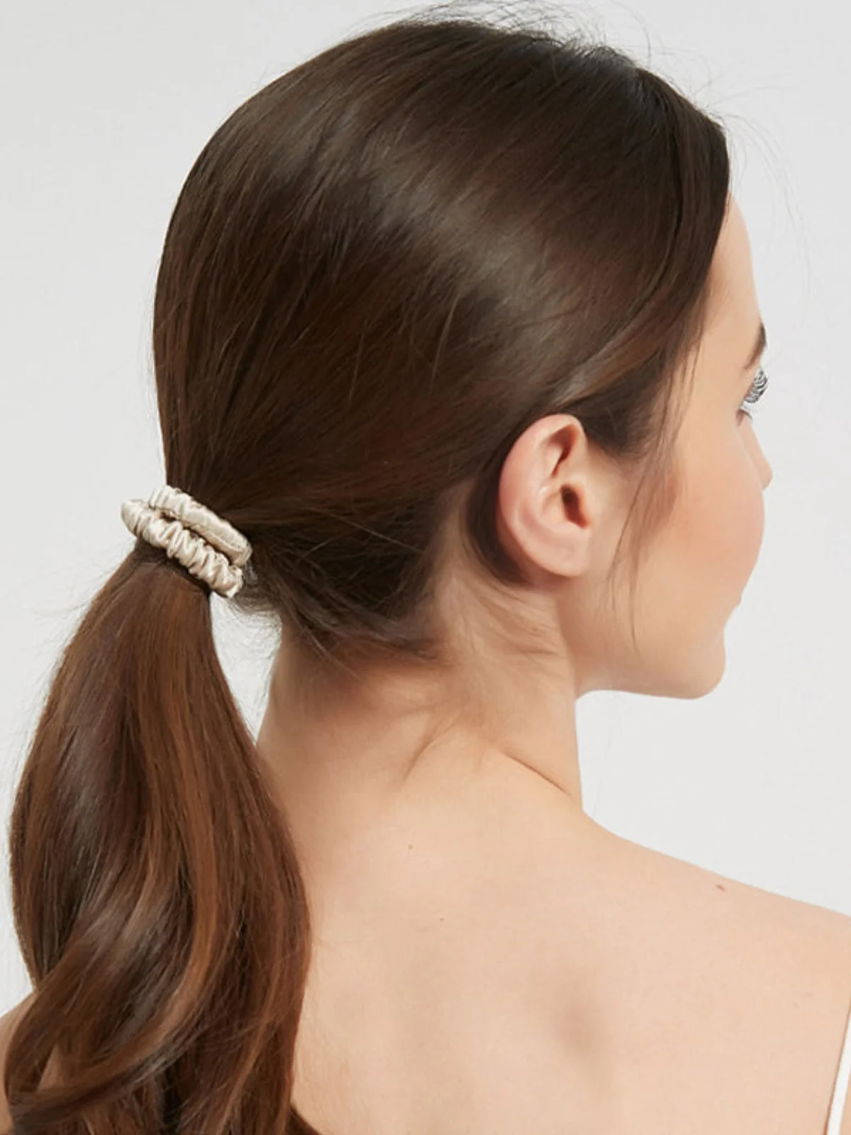 Pure Silk Soft Skinny Hair Scrunchie - 1cm - Image 10