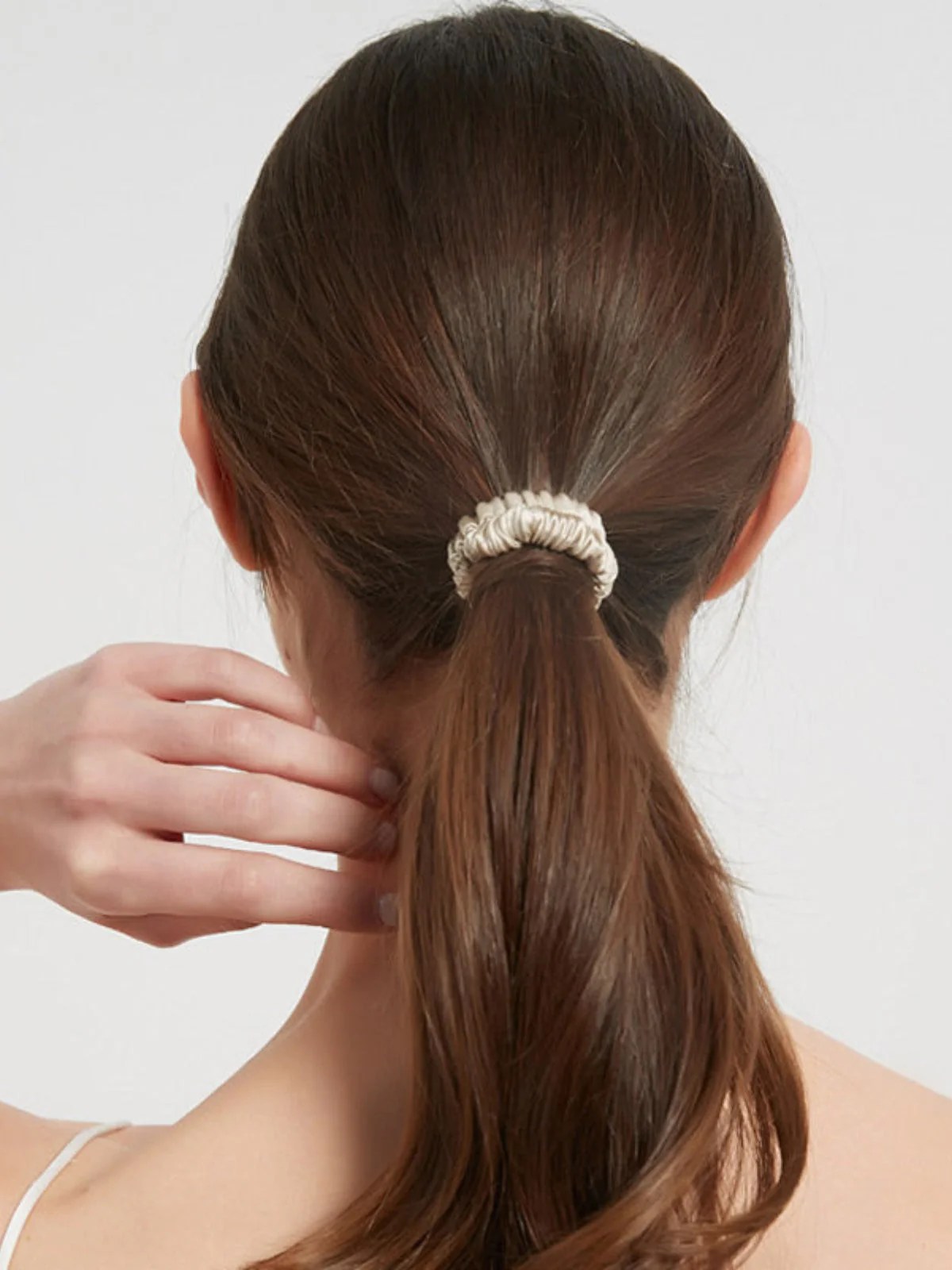 Pure Silk Soft Skinny Hair Scrunchie - 1cm - Image 11