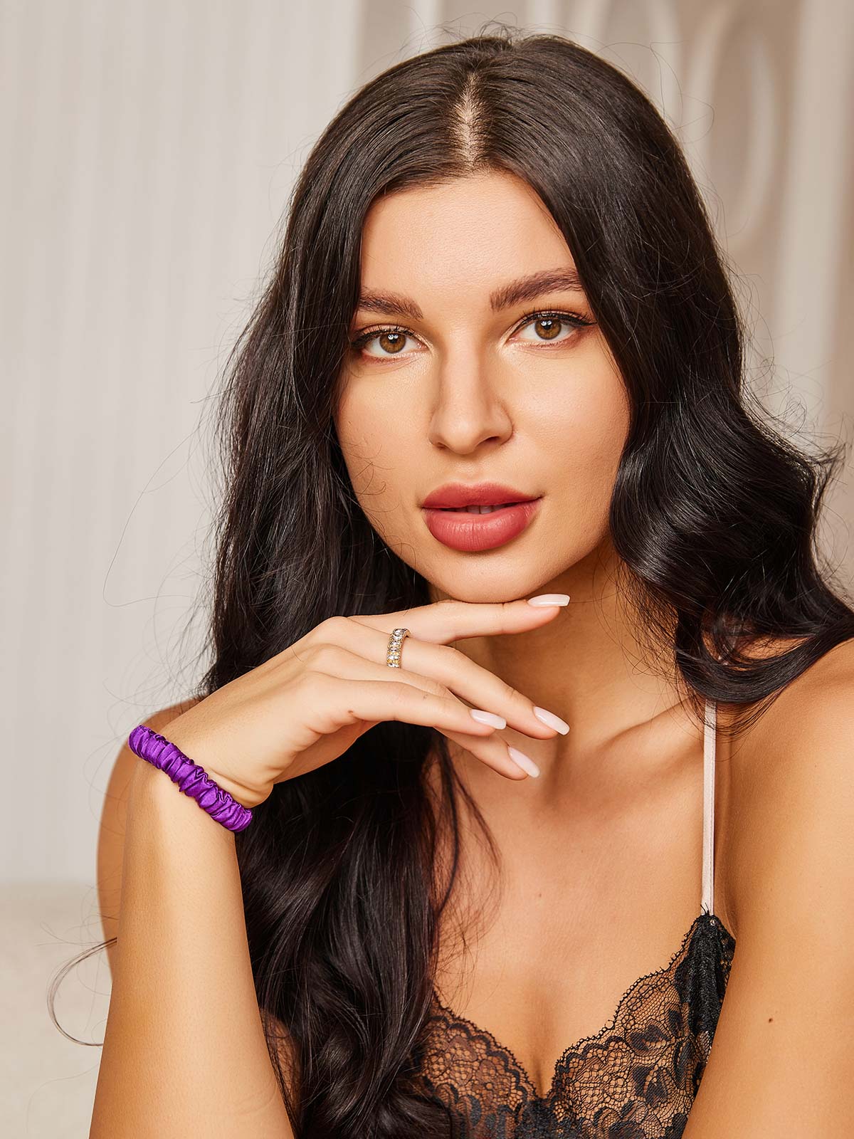 Pure Silk Soft Skinny Hair Scrunchie - 1cm - Image 75