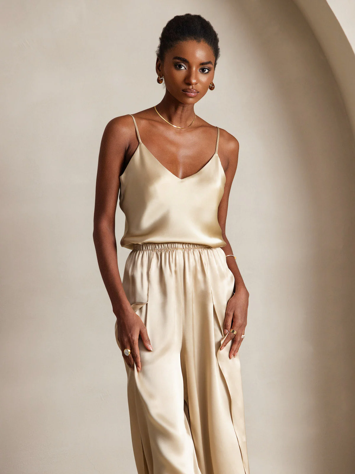 Pure Silk Spaghetti Strap V Neck Camisoles - Image 13