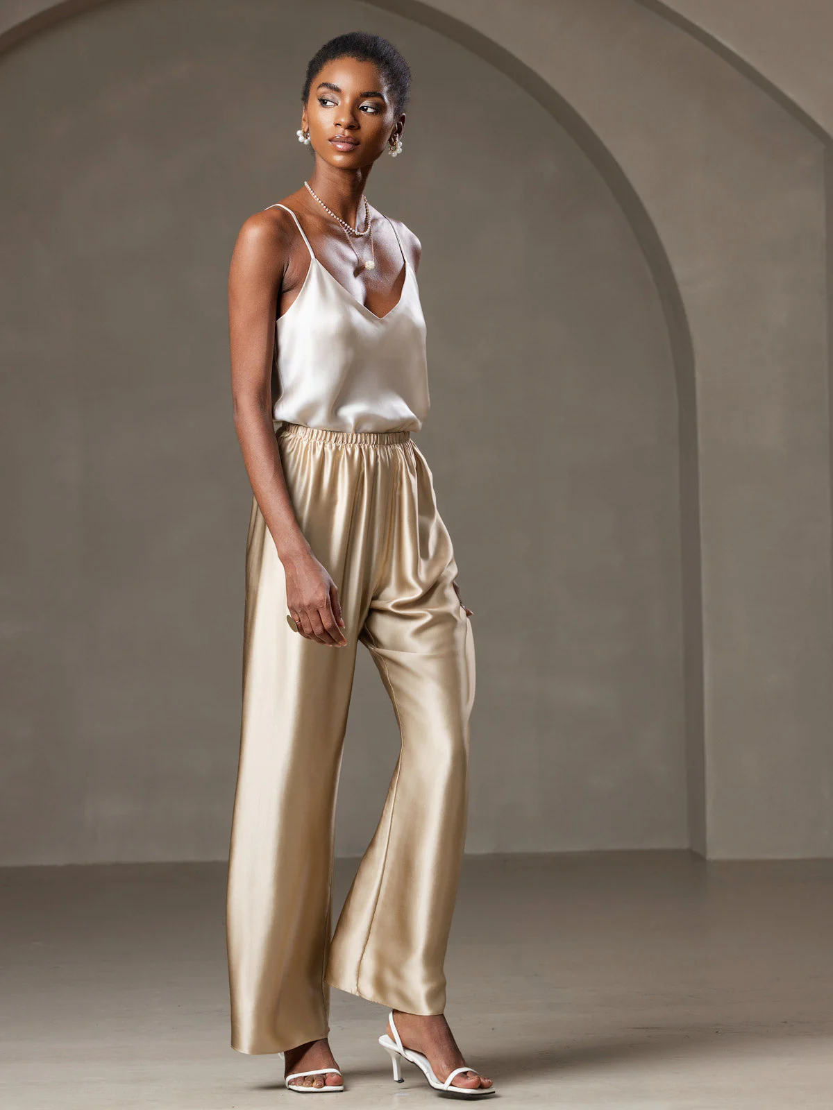 Pure Silk Spaghetti Strap V Neck Camisoles - Image 24
