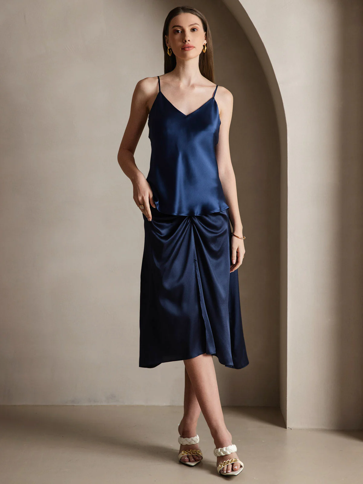 Pure Silk Spaghetti Strap V Neck Camisoles - Image 46