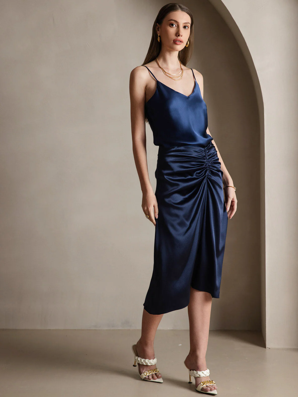 Pure Silk Spaghetti Strap V Neck Camisoles - Image 47
