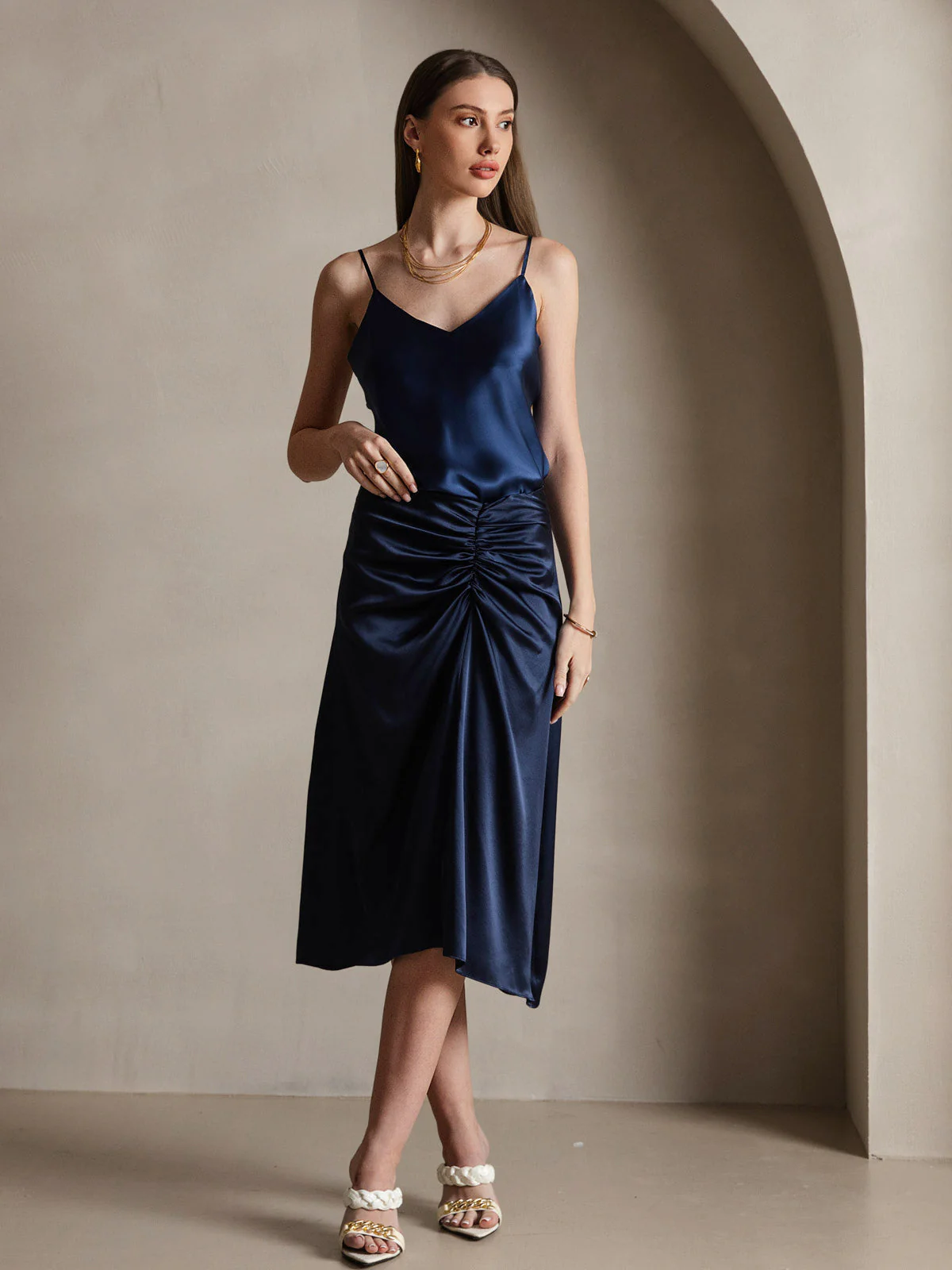 Pure Silk Spaghetti Strap V Neck Camisoles - Image 48