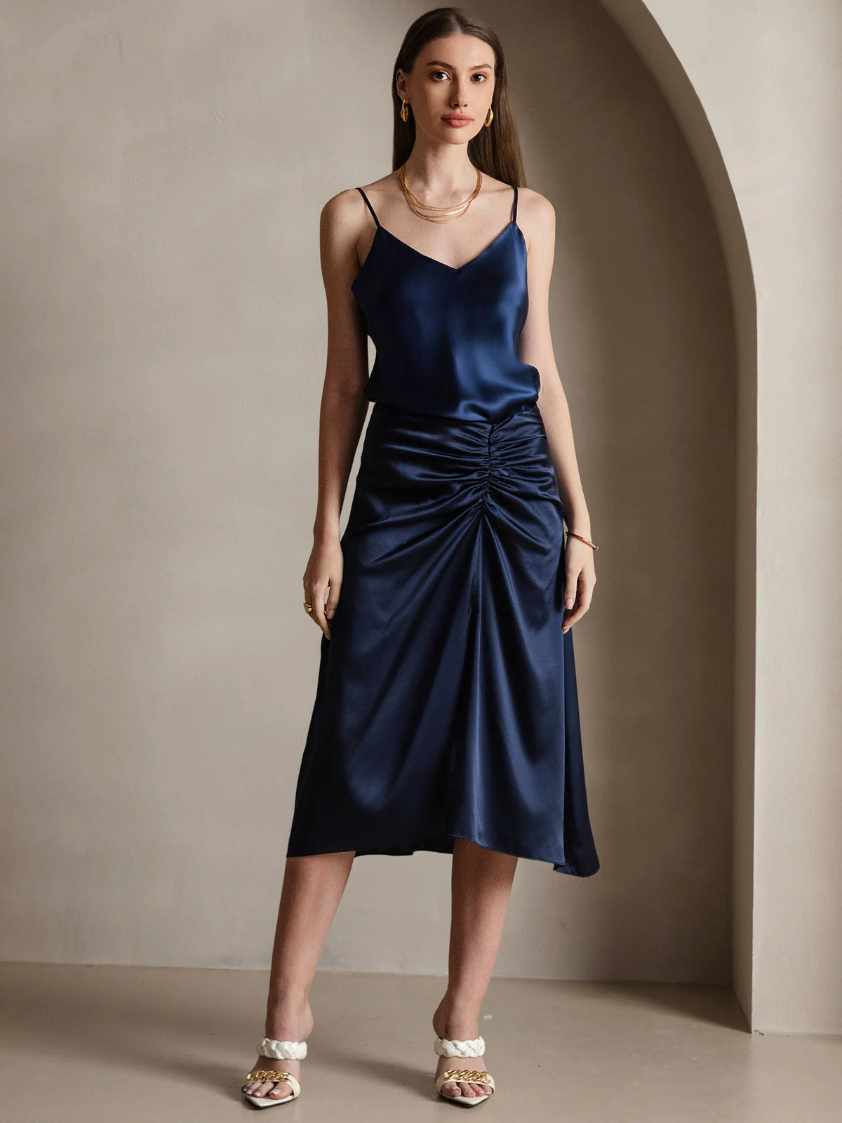 Pure Silk Spaghetti Strap V Neck Camisoles - Image 49