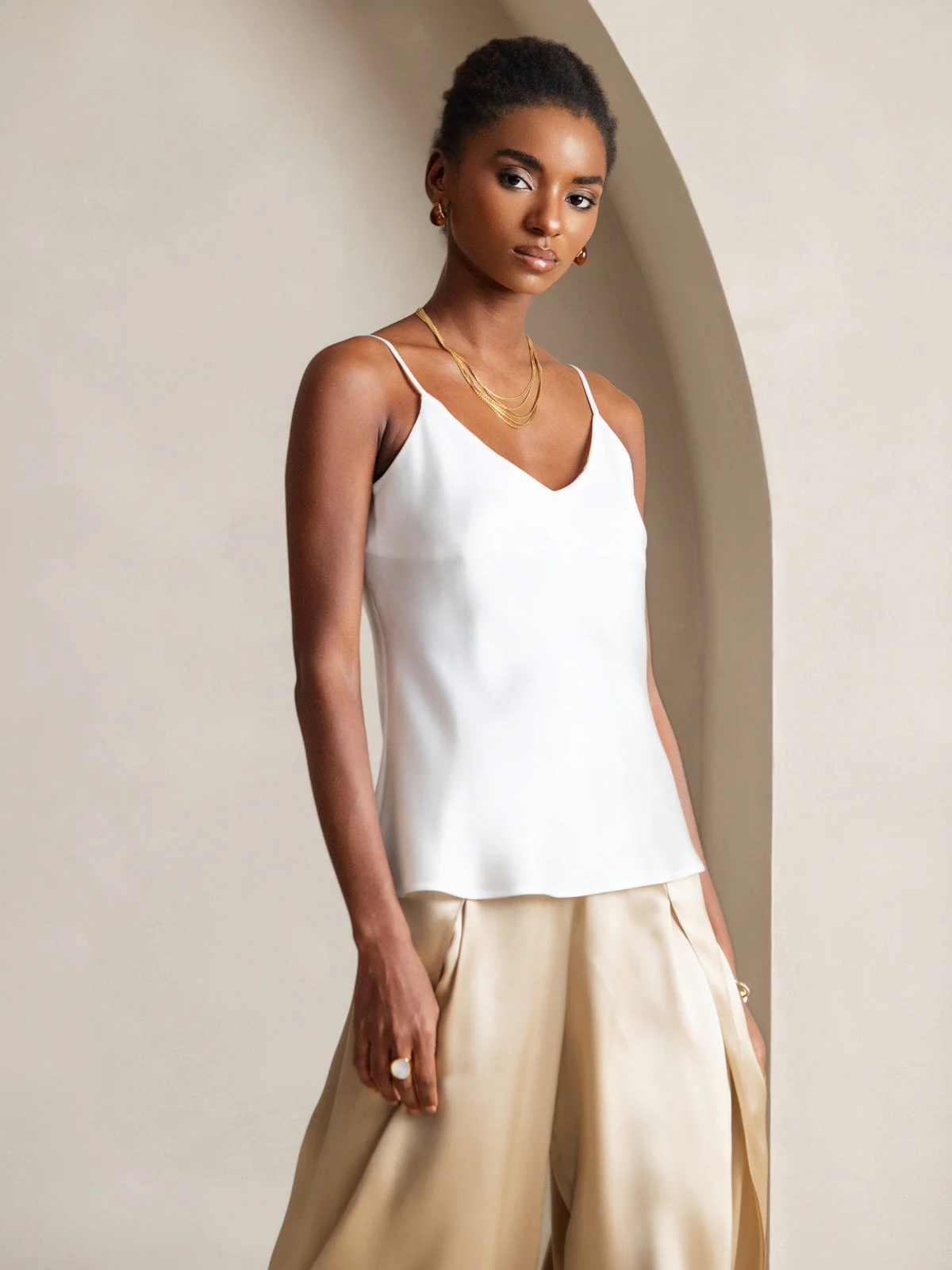 Pure Silk Spaghetti Strap V Neck Camisoles - Image 5