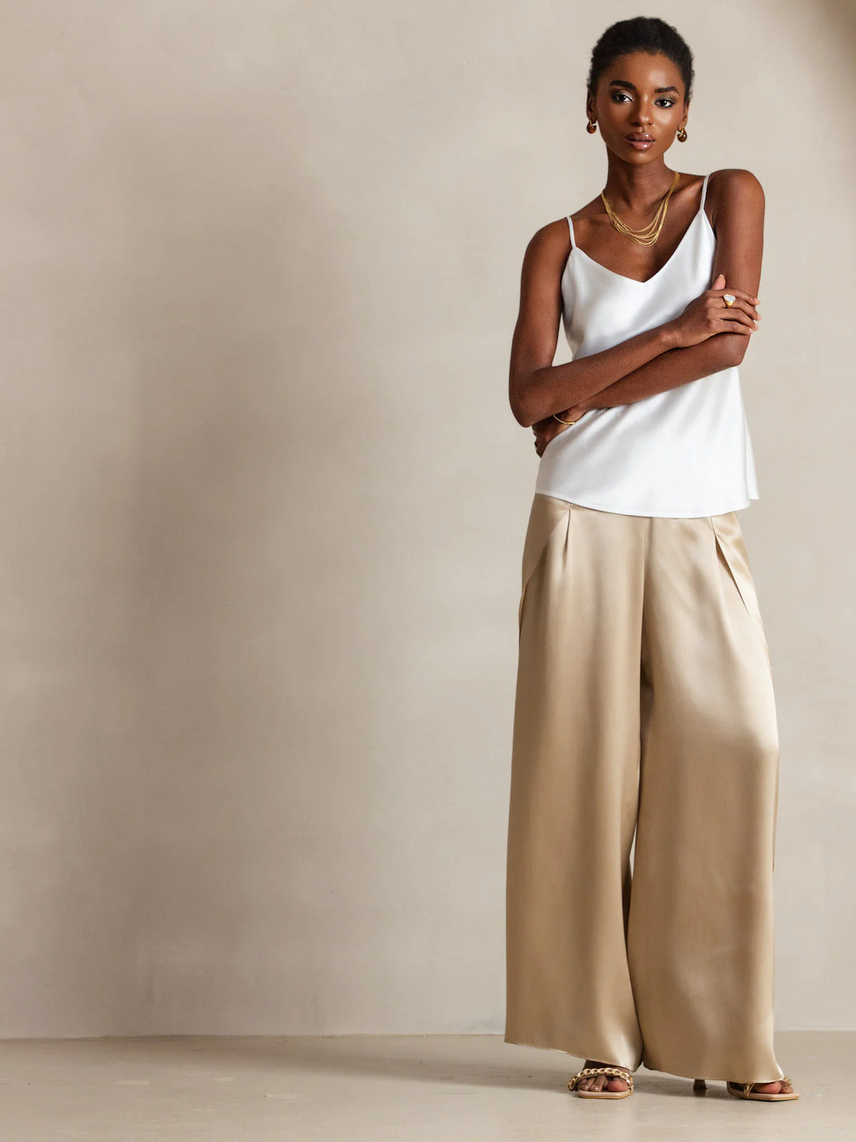 Pure Silk Spaghetti Strap V Neck Camisoles - Image 6