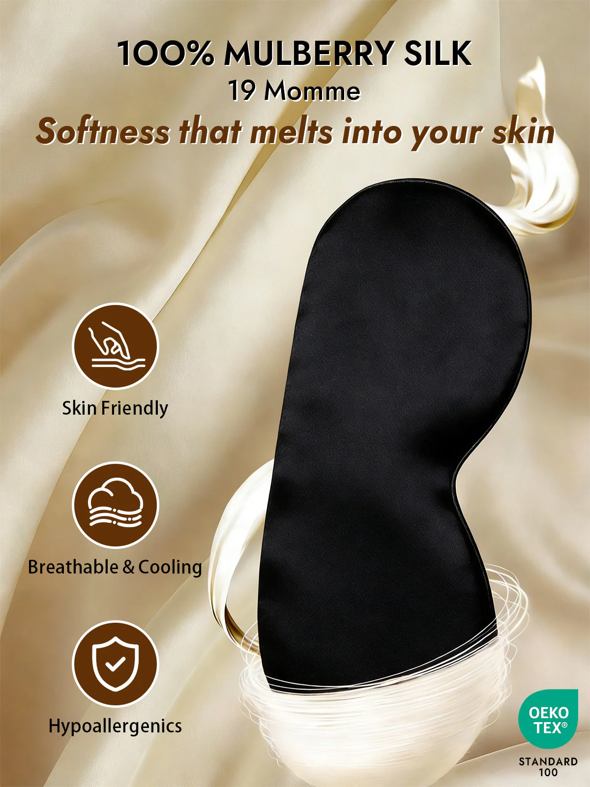Pure Silk Elastic Band Sleep Eye Mask - Image 3