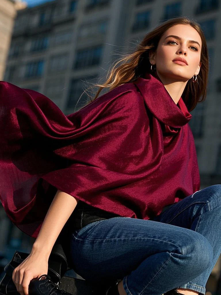 Pure Silk Rectangle Long Scarf/Shawl 170x53cm/67 - Image 27